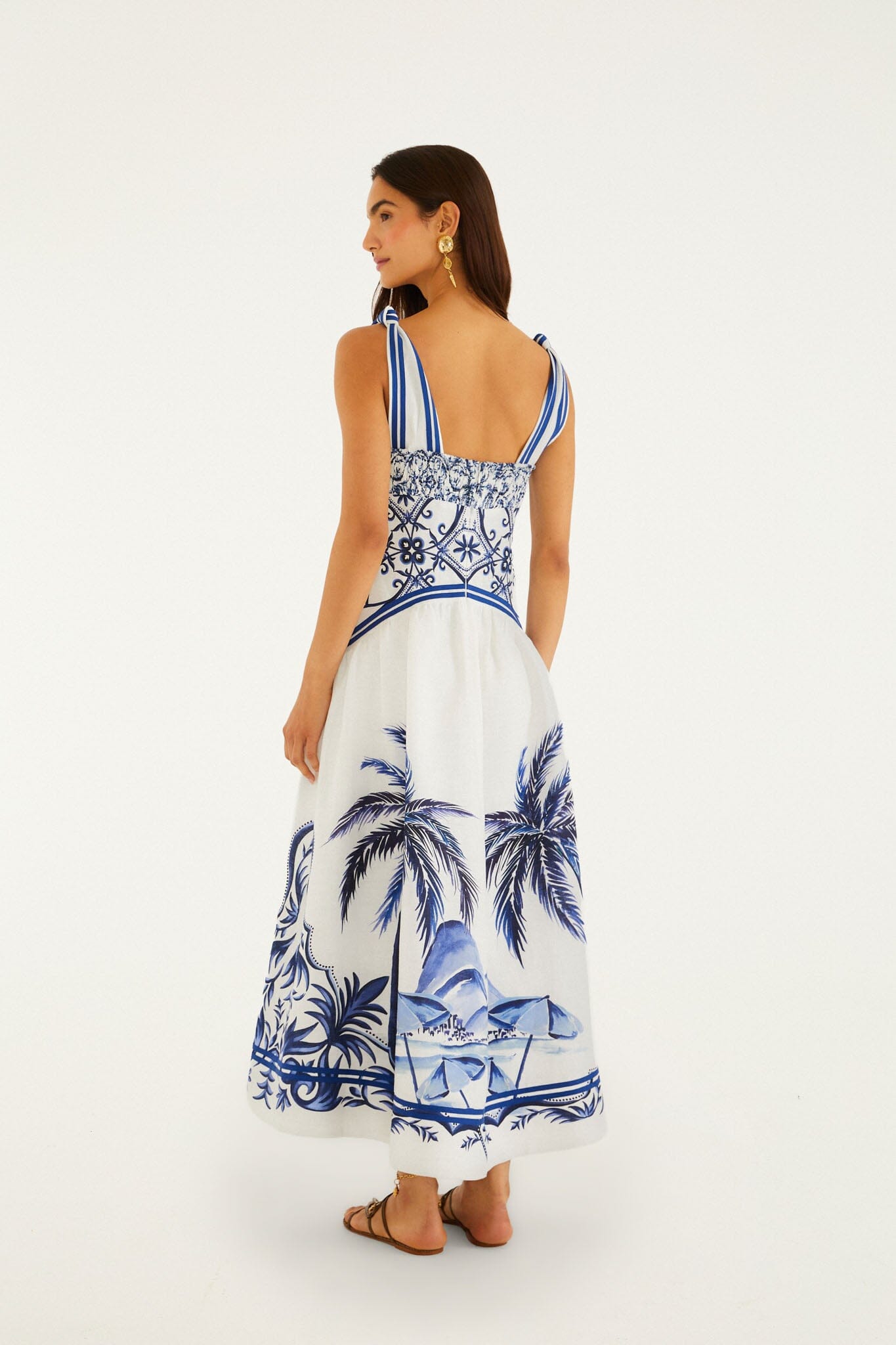 FARM Rio Shop Off-White Wonderful City Euroflax Premium Linen Maxi Dress