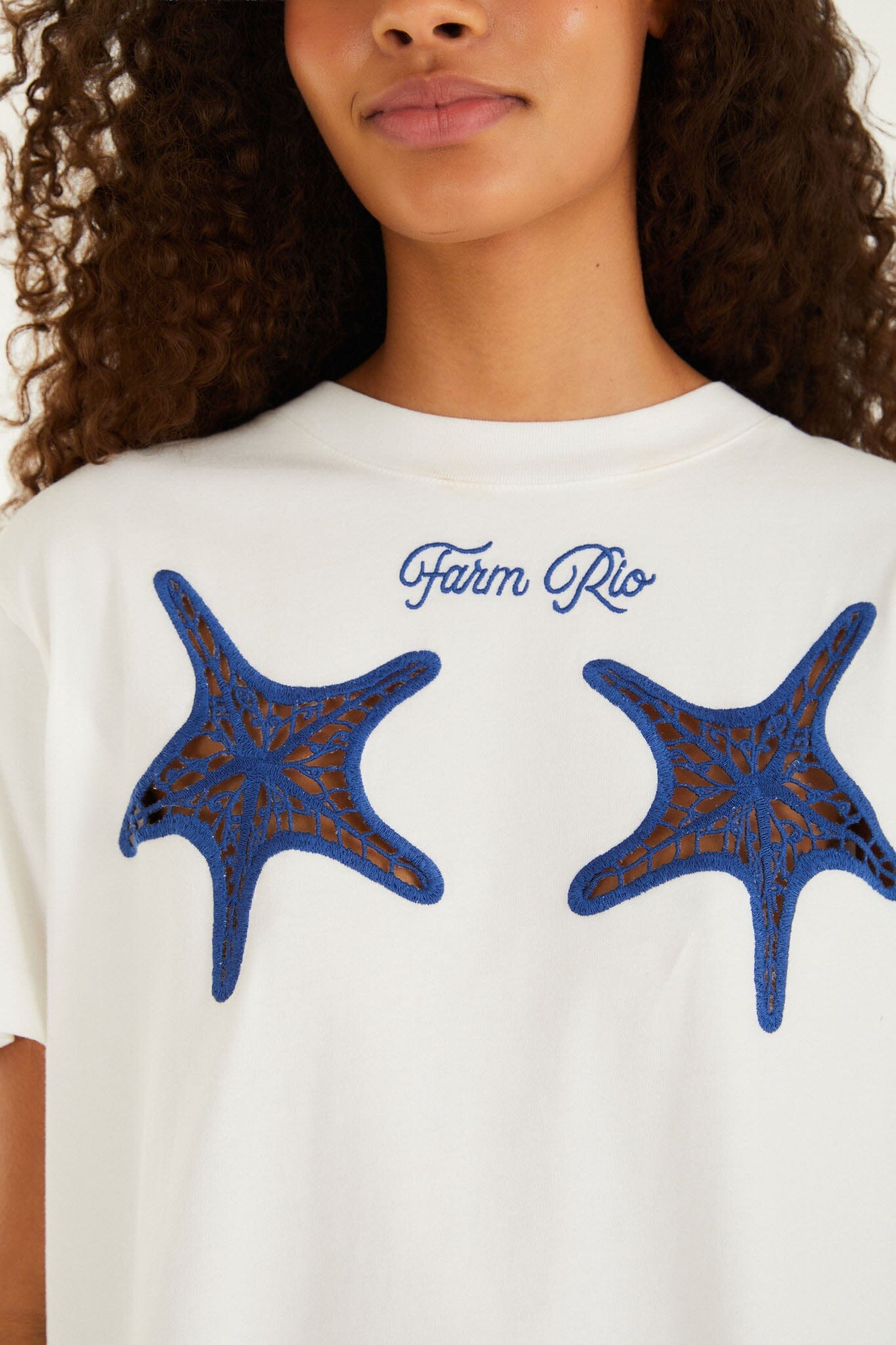FARM Rio Shop White Farm Rio Starfish Cut-Out Organic Cotton T-Shirt