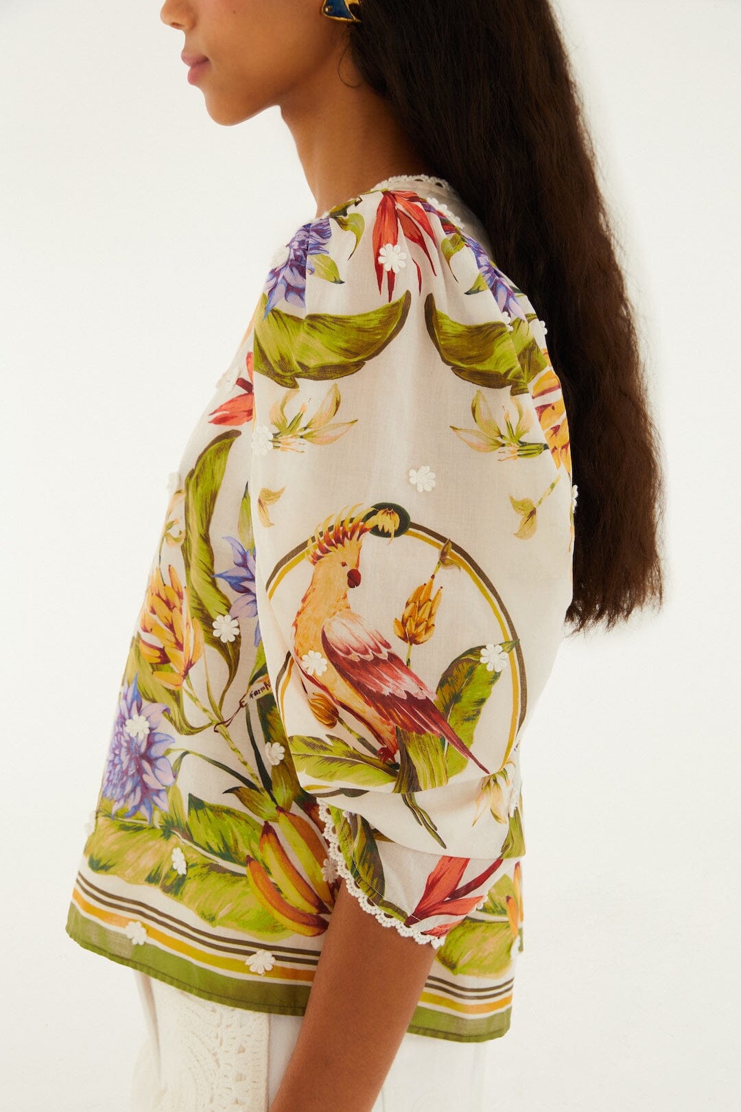 FARM Rio Shop Sand Tropical Scarf Blouse