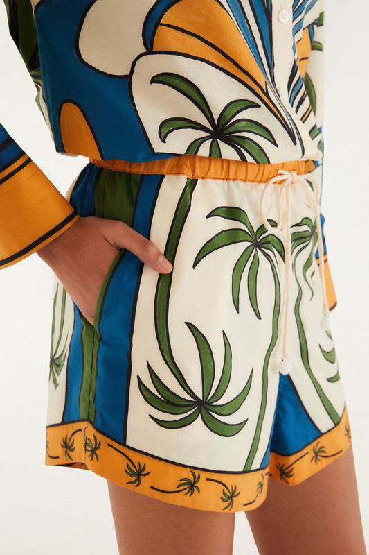 FARM Rio Shop Multicolor Tropical Graphic Drawstring Pockets Shorts