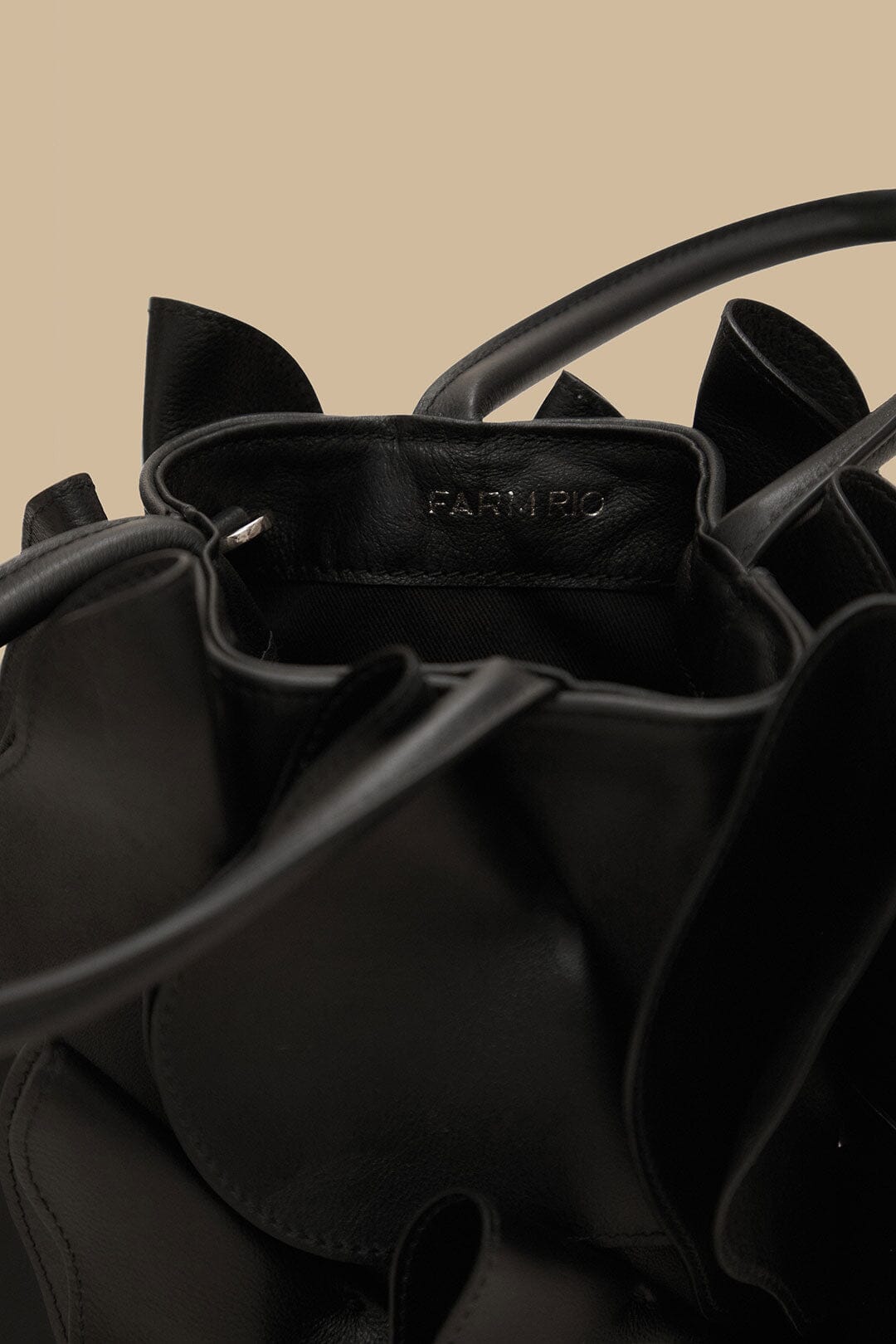 FARM Rio Shop Black Leather Flower Bag