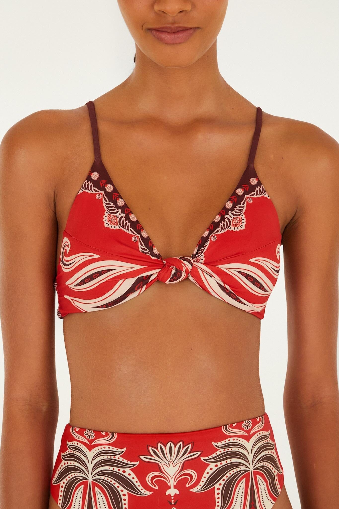 FARM Rio Shop Red Ainika Garden Bandeau Bikini Top