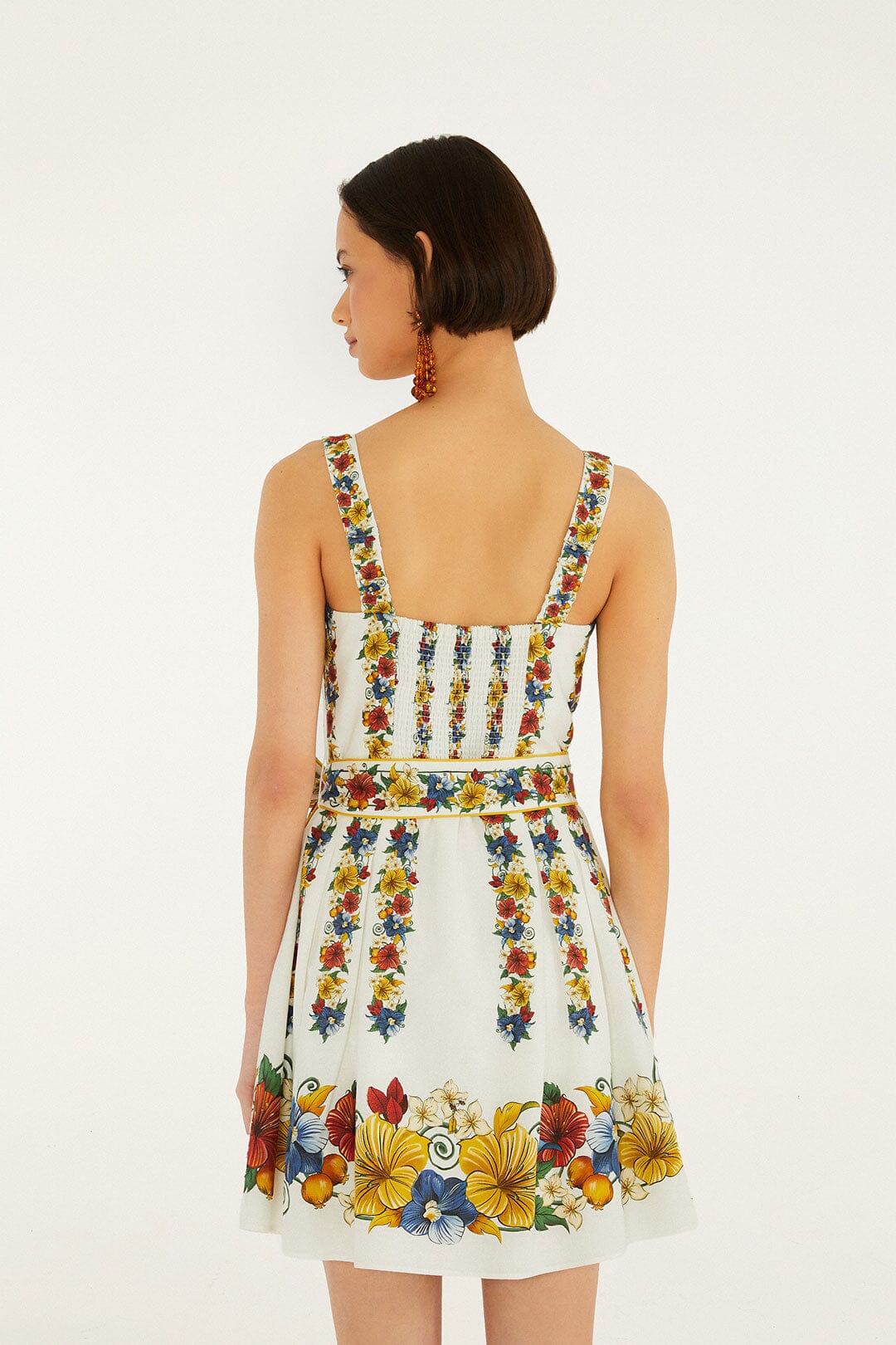 FARM Rio Shop Off-White Tropi Belted Lenzing Ecovero Euroflax Mini Dress