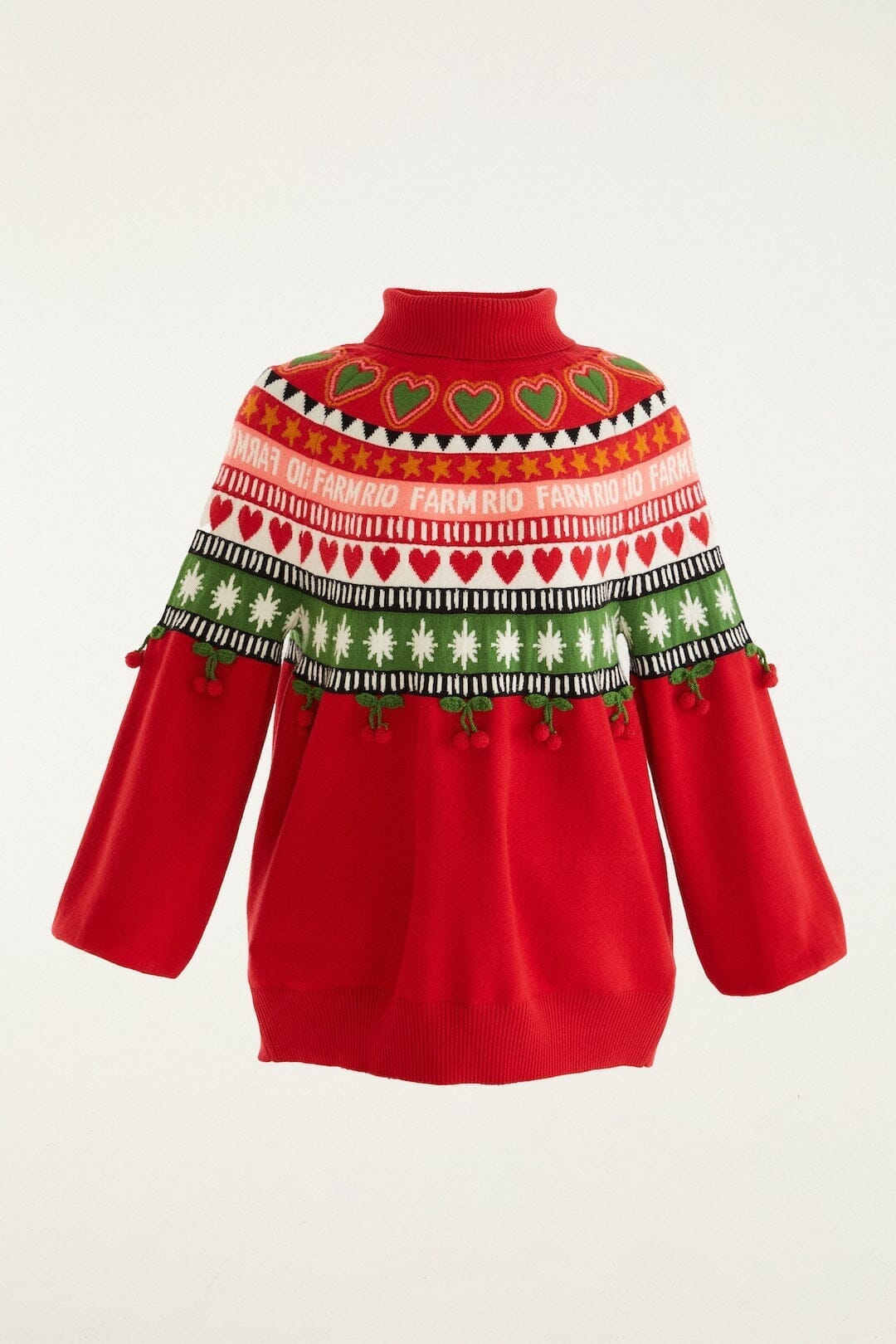FARM Rio Sale by Type Red Christmas Hearts Knit Sweater