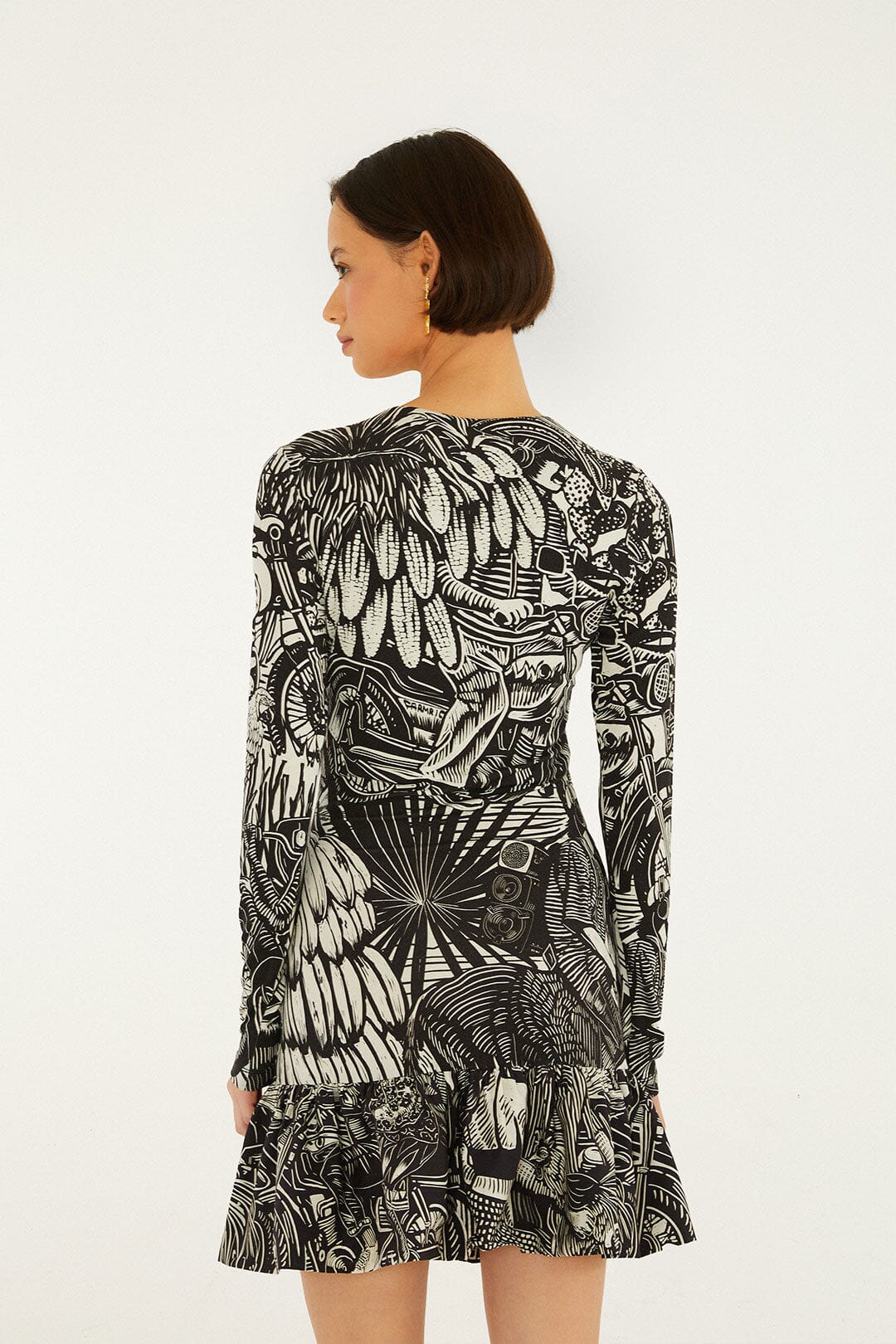 FARM Rio Shop Black Ruta Ruffled Hem Mini Dress