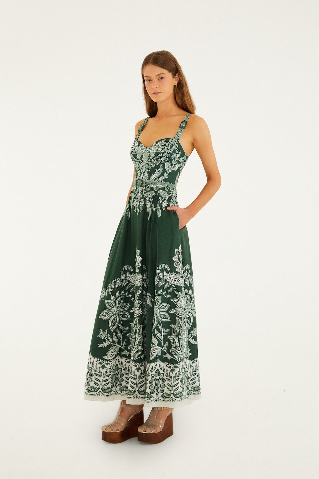 FARM Rio Shop Dark Green Miranda Buckles Maxi Dress