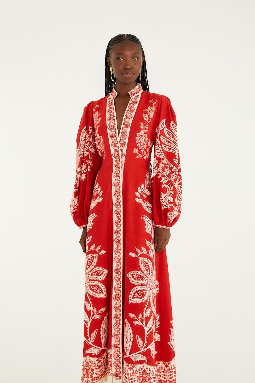 FARM Rio Shop Red Miranda Lenzing Ecovero Euroflax Maxi Dress