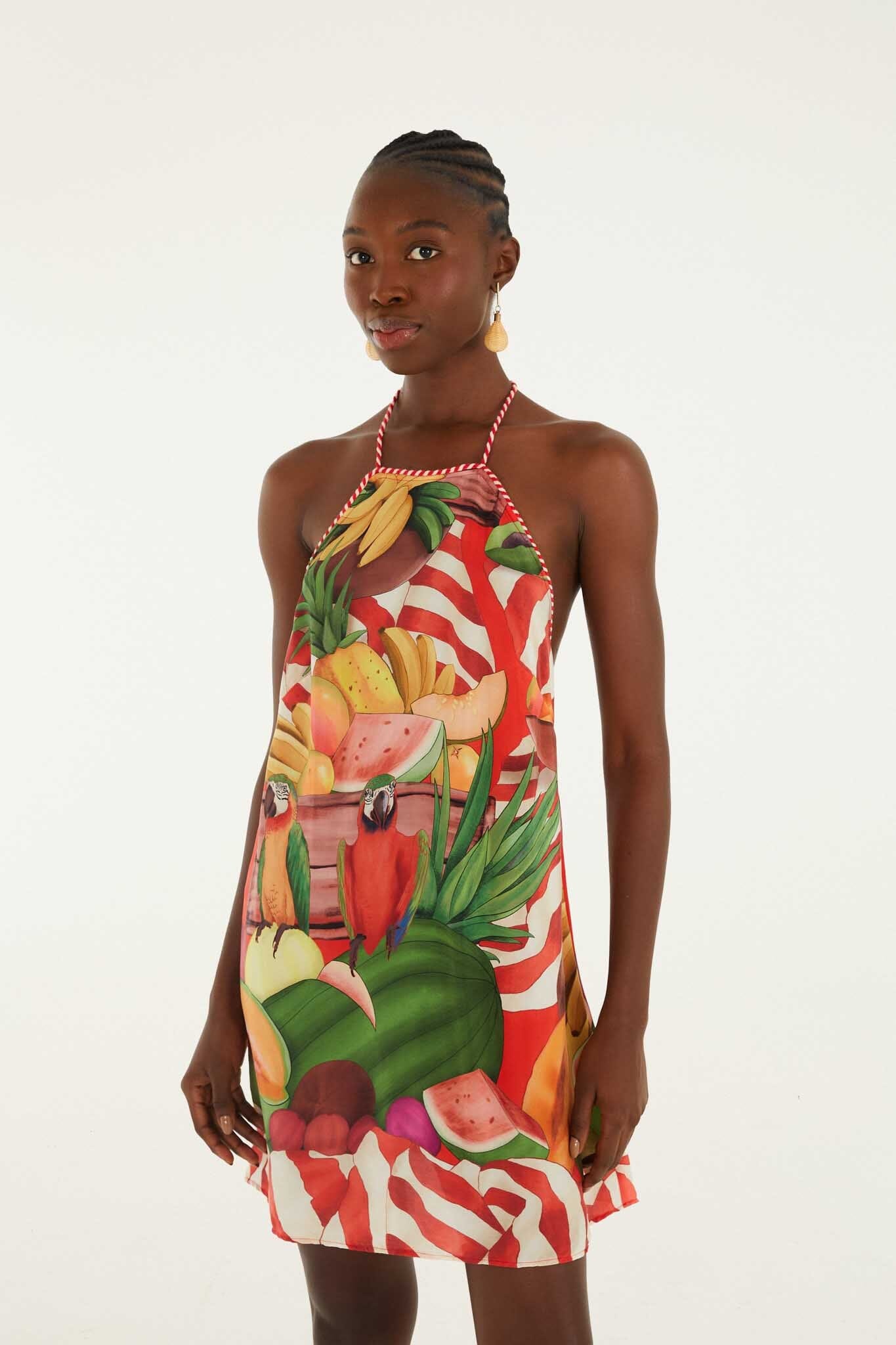 FARM Rio Shop Multicolor Tropical Rope Ties Mini Dress