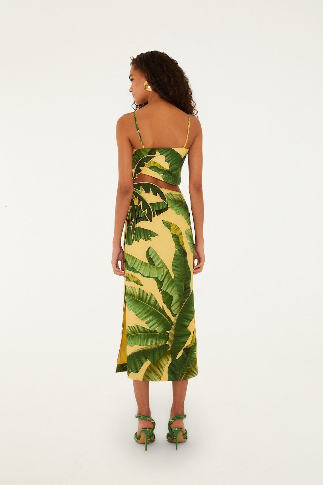 FARM Rio Shop Soft Yellow Banana Leaves Maxi Dress