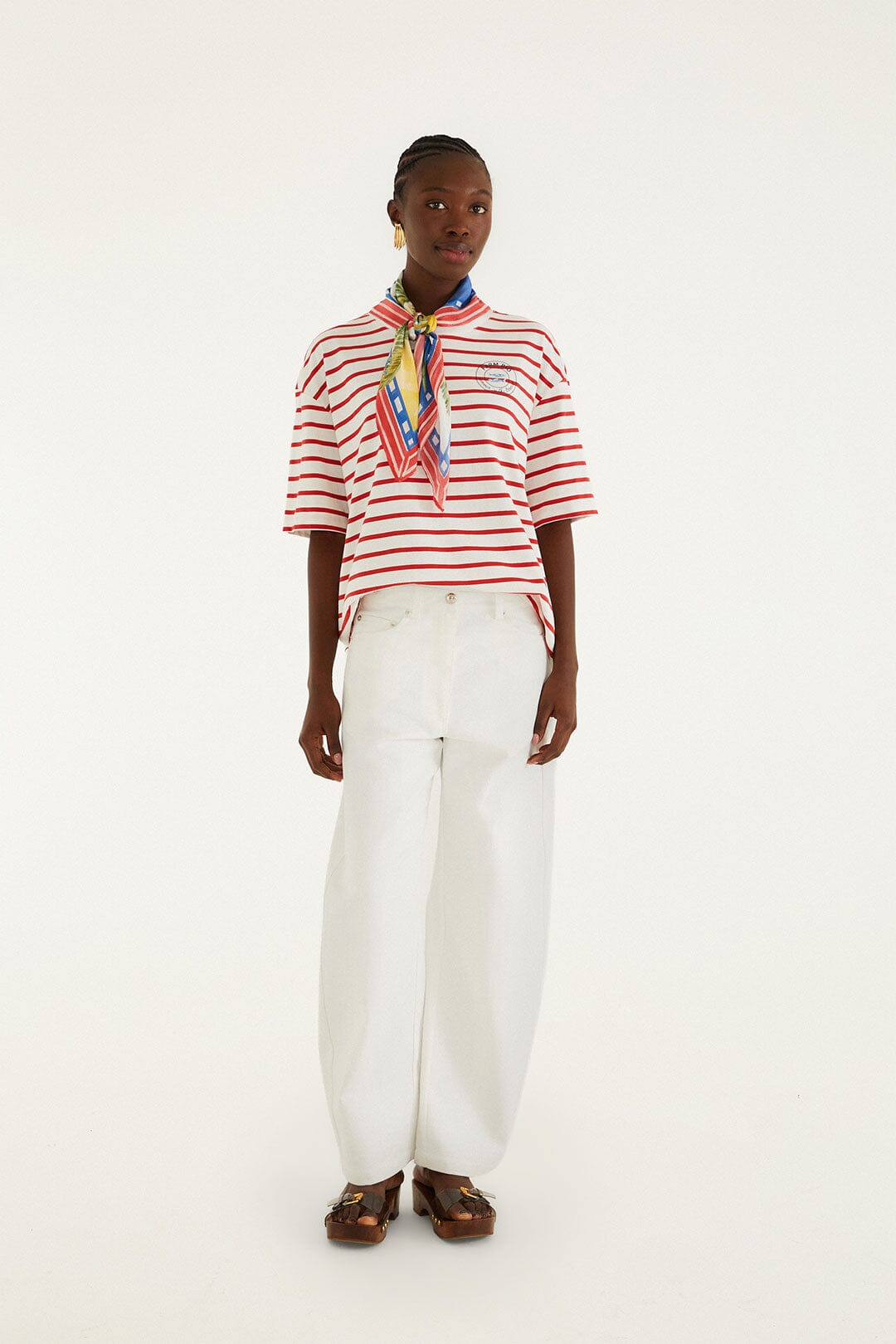 FARM Rio Shop Red Summer In The Tropics Stripes T-Shirt & Scarf
