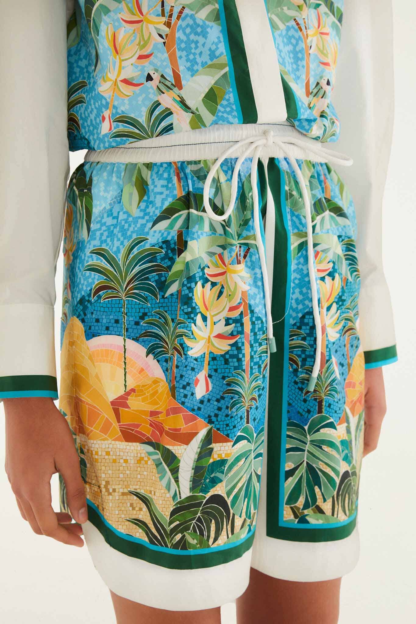 FARM Rio Shop Multicolor Rio Mosaic Drawstring Pockets Shorts