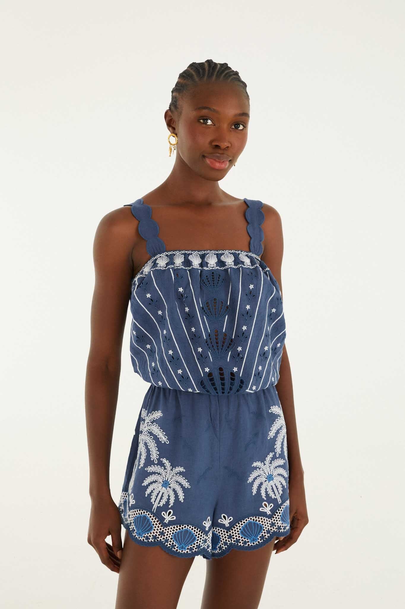 FARM Rio Shop Romper With Embroidery