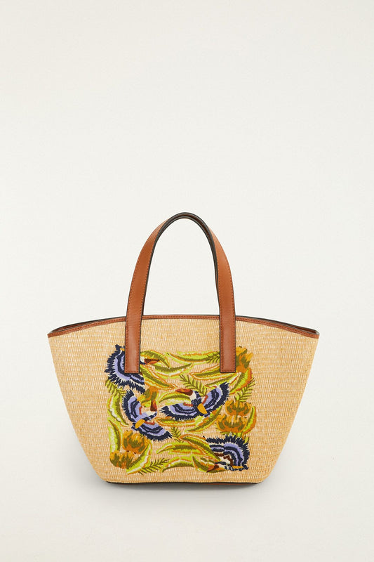 FARM Rio Shop Raffia Basket Tote Bag Small