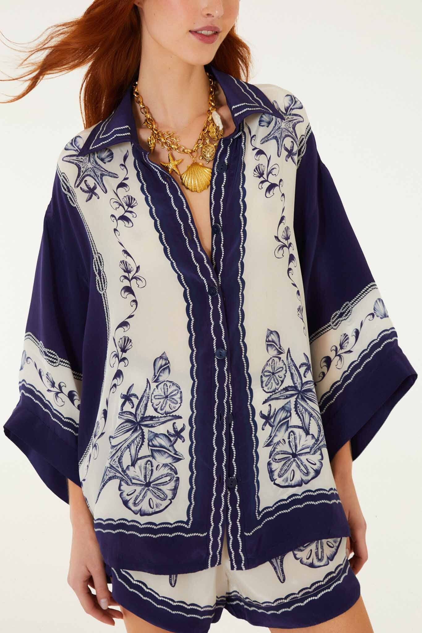FARM Rio Shop Off-White Coast Scarf Shirt