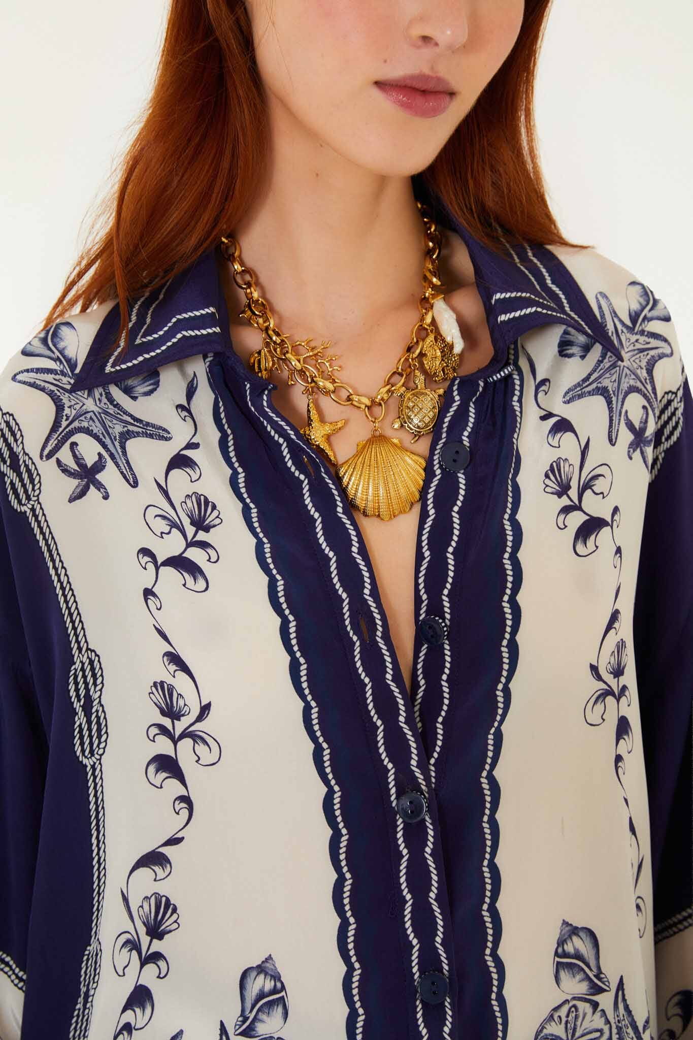 FARM Rio Shop Off-White Coast Scarf Shirt