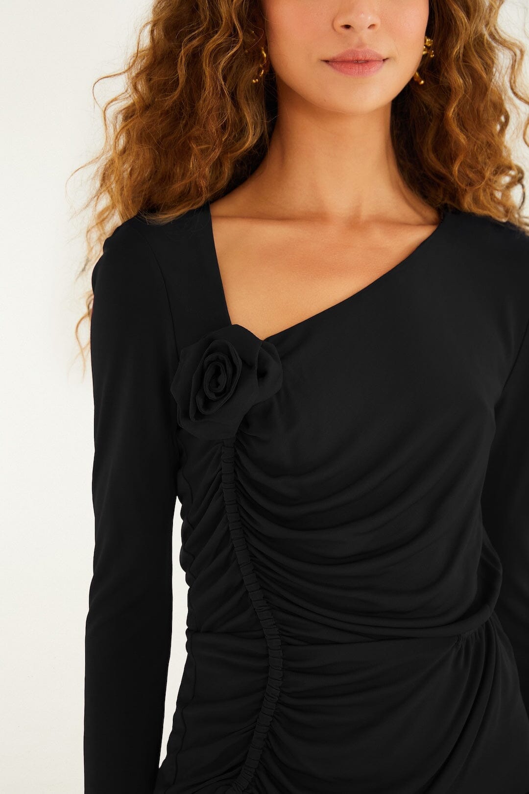 FARM Rio Sale Black Flower Long Sleeves Blouse