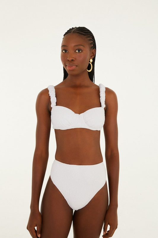 FARM Rio Sale by Type White Gerbera Daisy High Waist Bikini Bottom