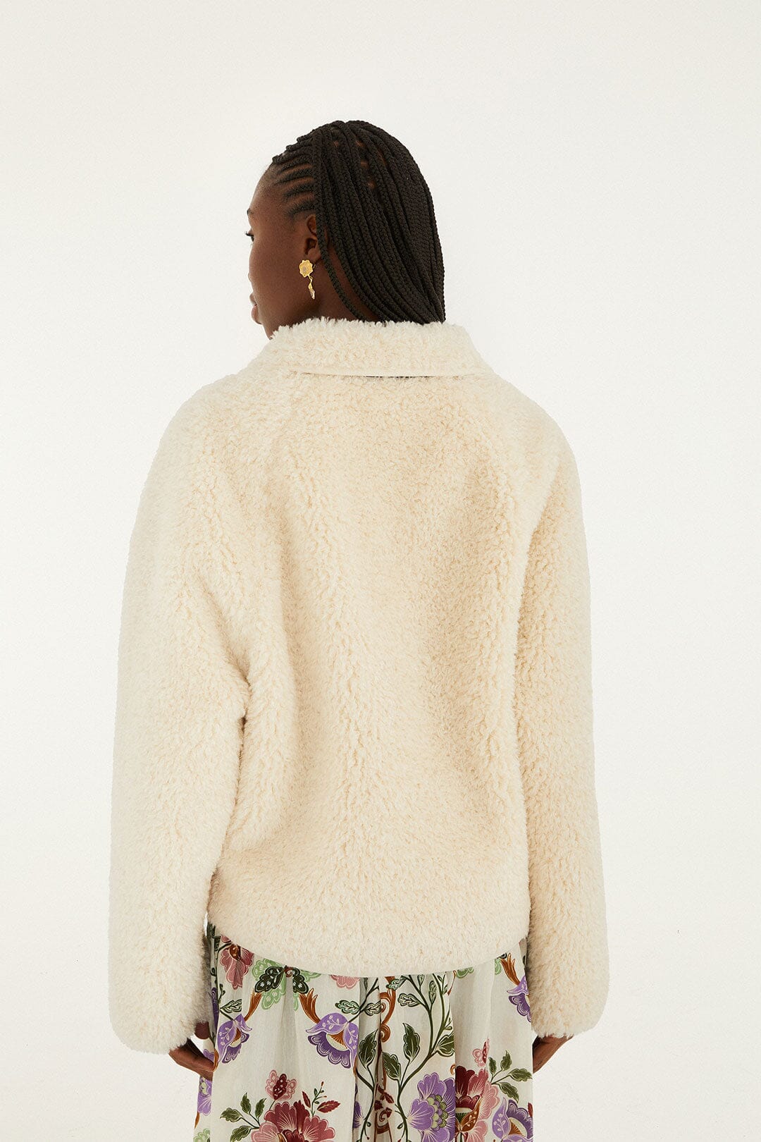 FARM Rio Sale by Type Cream Rococo Flowers Bomber Fleece Jacket