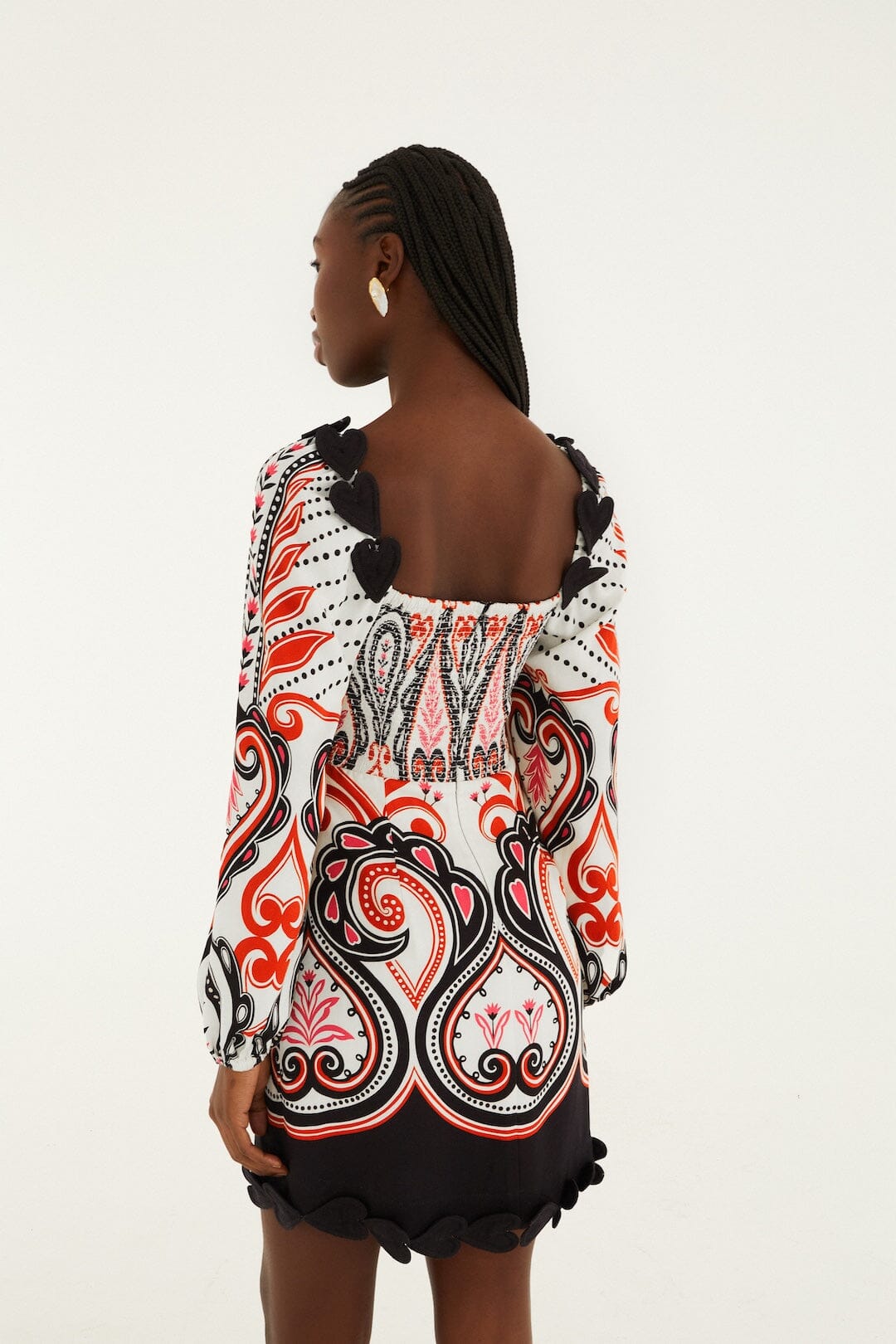FARM Rio Sale Dresses Off-White Graphic Ainika Cut-Out Hearts Mini Dress