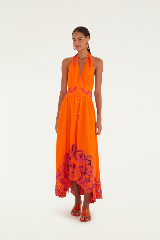 FARM Rio Shop Orangee Fruit Richelieu Artisanal Lenzing Ecovero Euroflax Maxi Dress