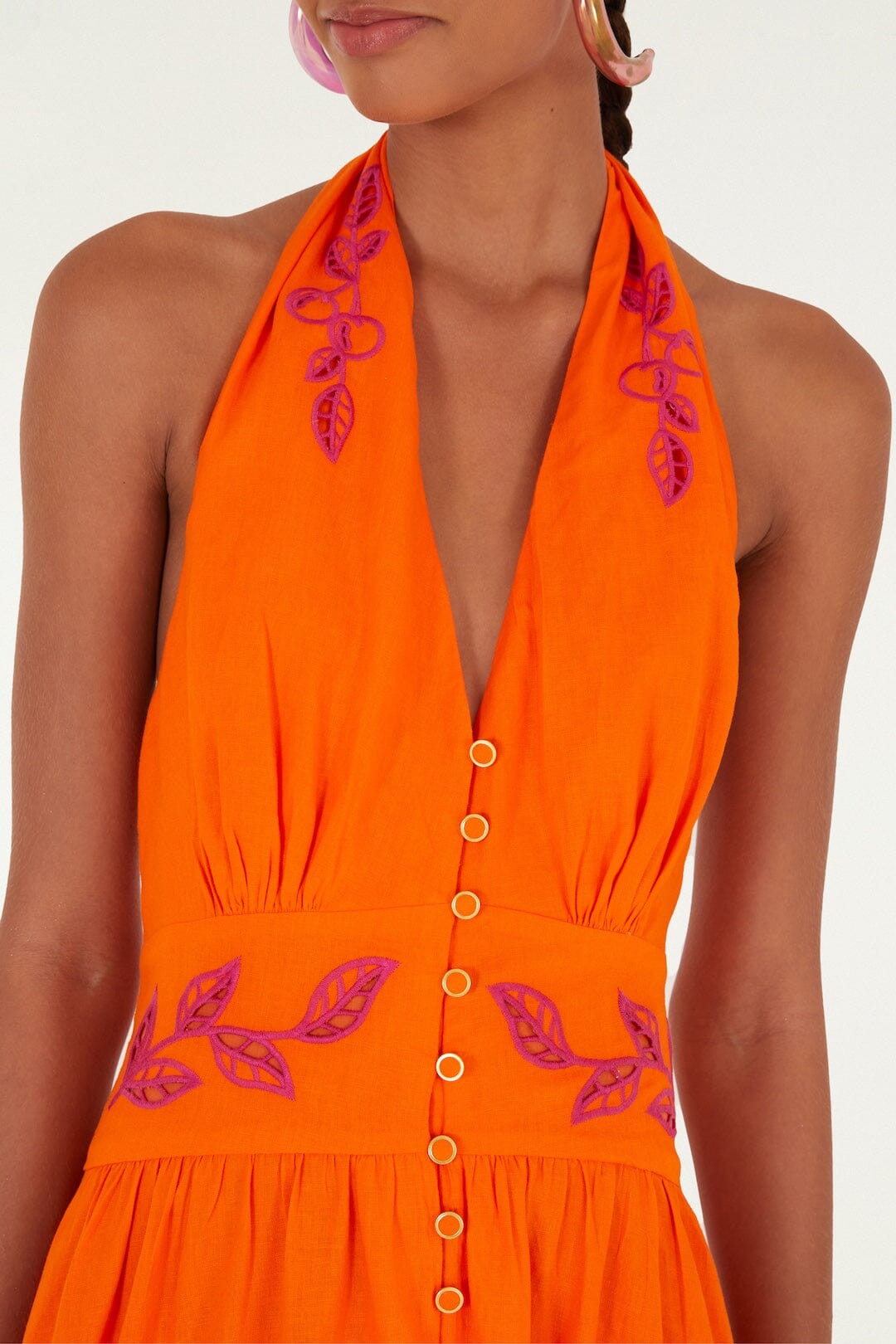 FARM Rio Shop Orangee Fruit Richelieu Artisanal Lenzing Ecovero Euroflax Maxi Dress