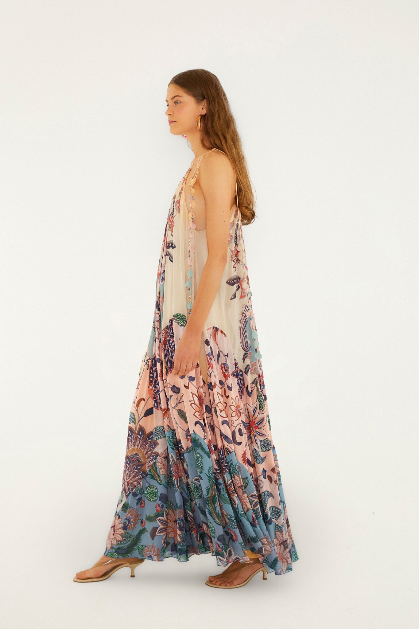 FARM Rio Shop Multicolor Boho Floral Delhi Pleated Maxi Dress
