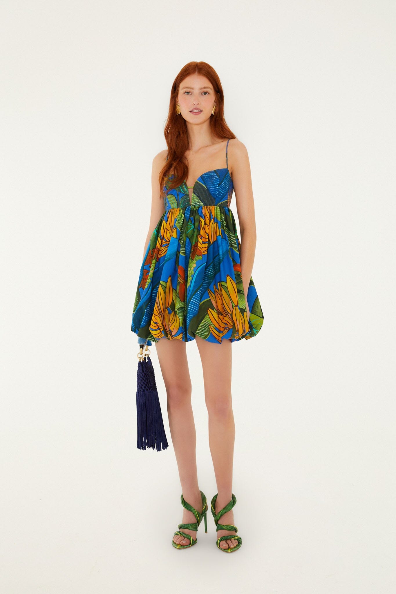 FARM Rio Shop Blue Banana Grapes Sleeveless Organic Cotton Mini Dress