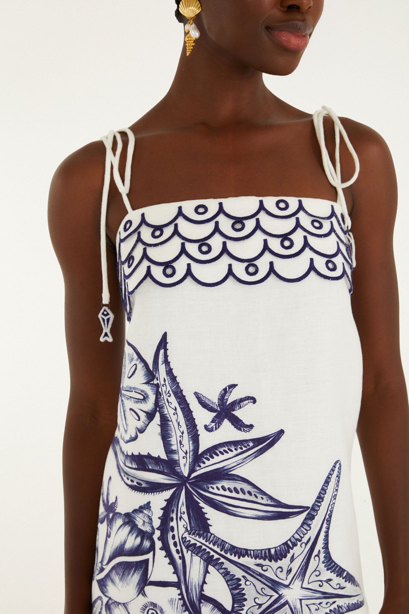 FARM Rio Shop Off-White Coast Stars Euroflax Premium Linen Mini Dress