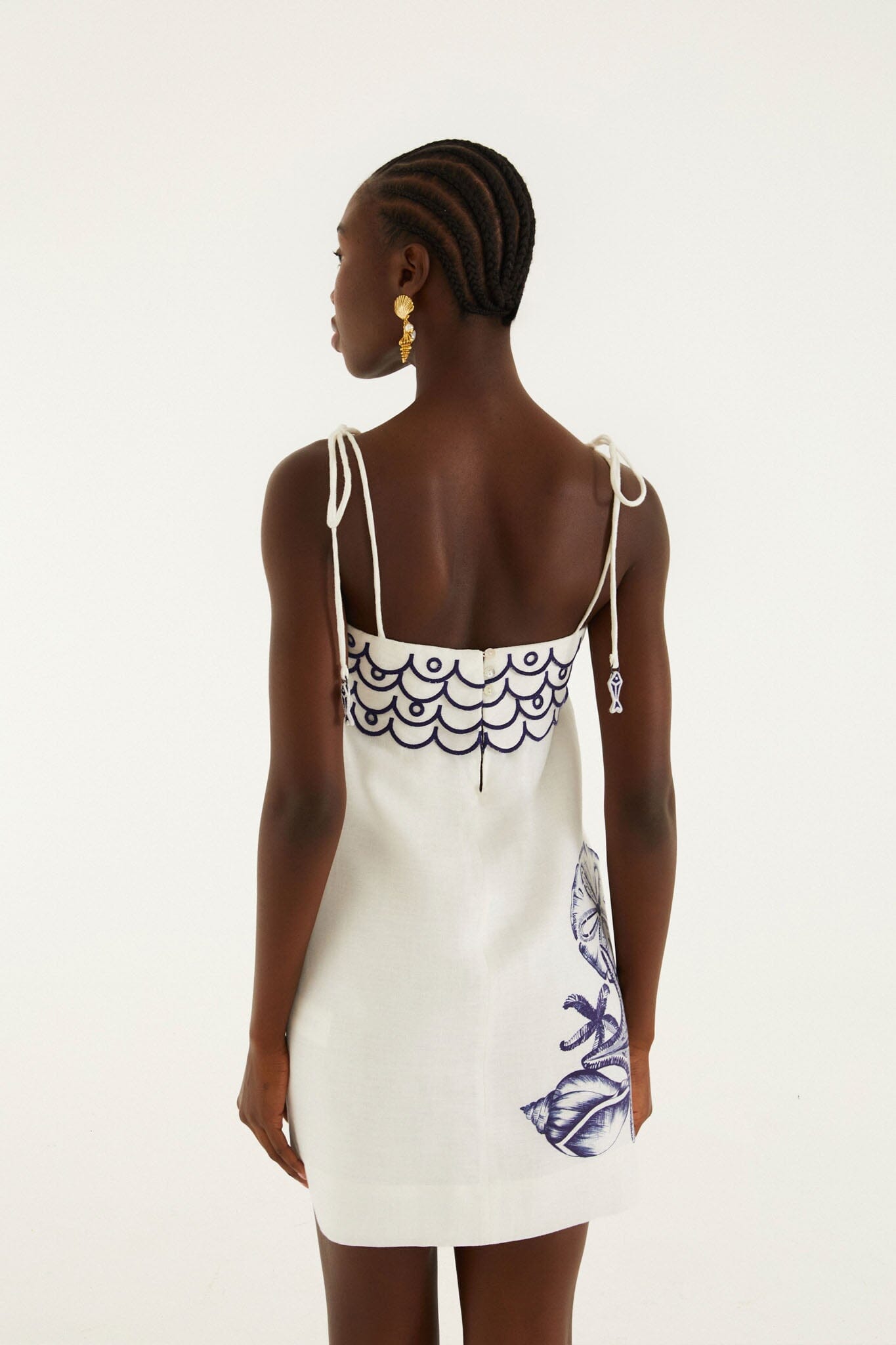 FARM Rio Shop Off-White Coast Stars Euroflax Premium Linen Mini Dress