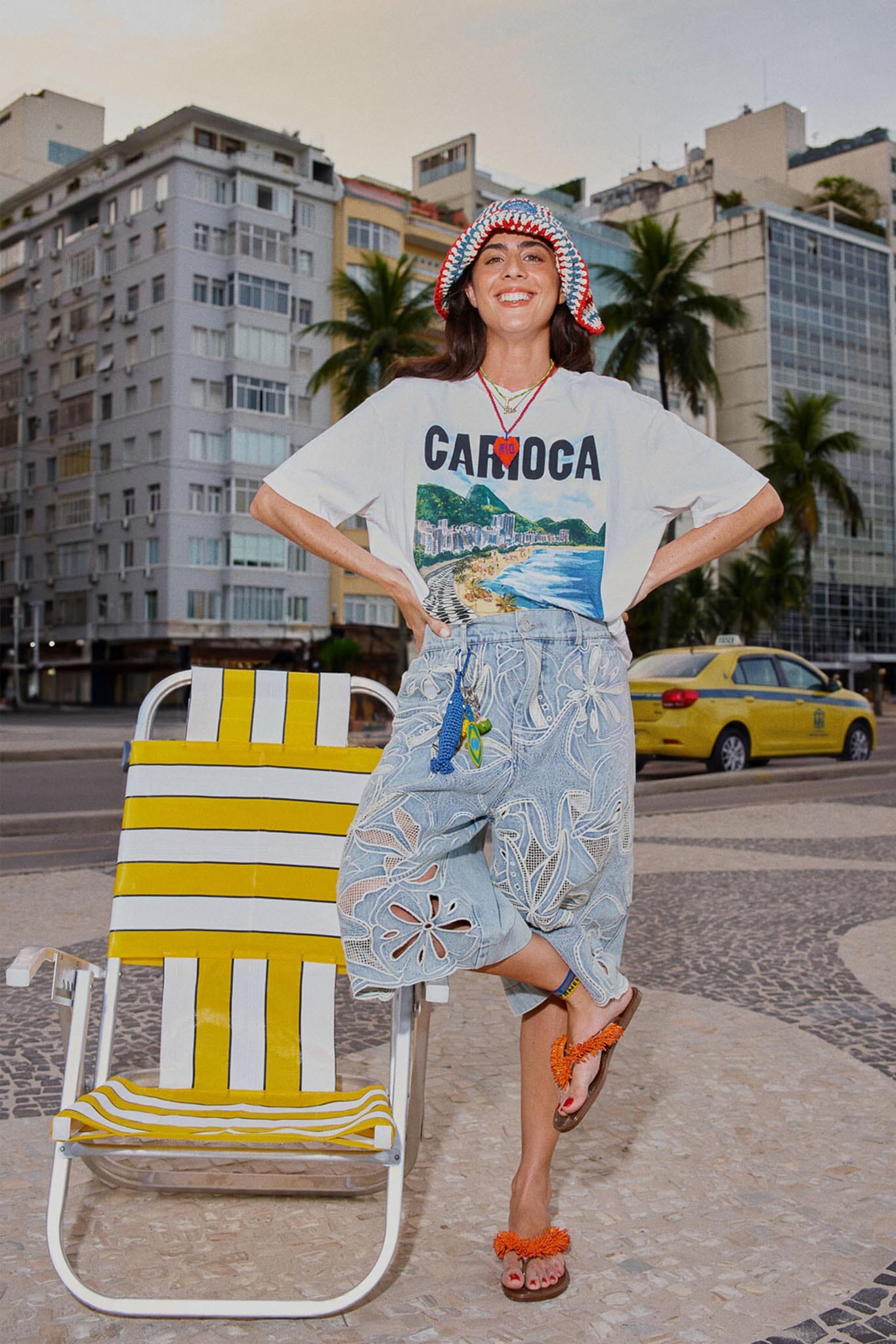FARM Rio Shop Denim Sea Desire Embroidered Bermuda Shorts