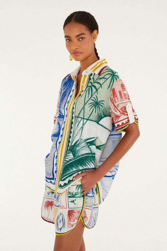 FARM Rio Shop Off-White Brasil Vintage Crochet Lenzing Ecovero Euroflax Shorts