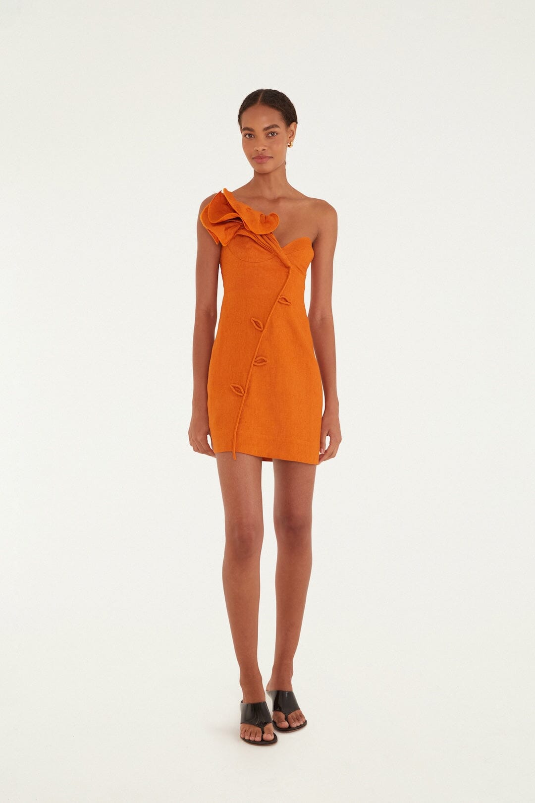 FARM Rio Shop Orange Flower Euroflax Premium Linen Mini Dress