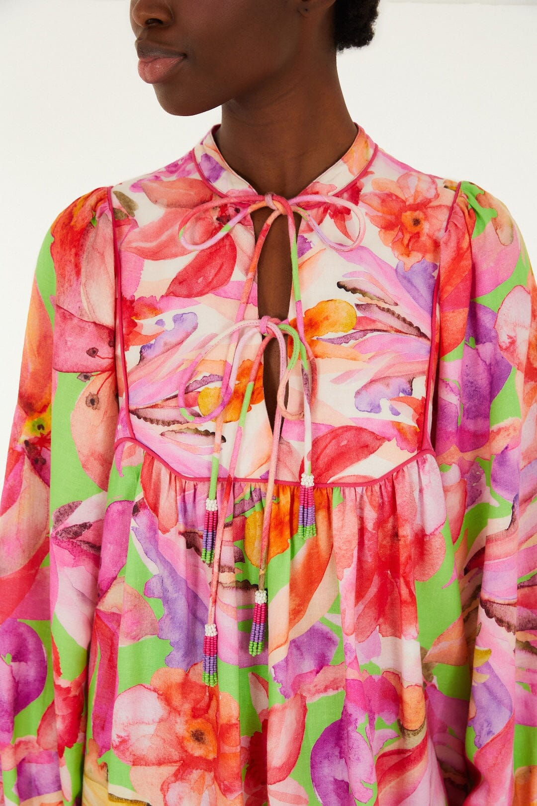 FARM Rio Shop Multicolor Artsy Flora Lenzing Ecovero Euroflax Mini Dress