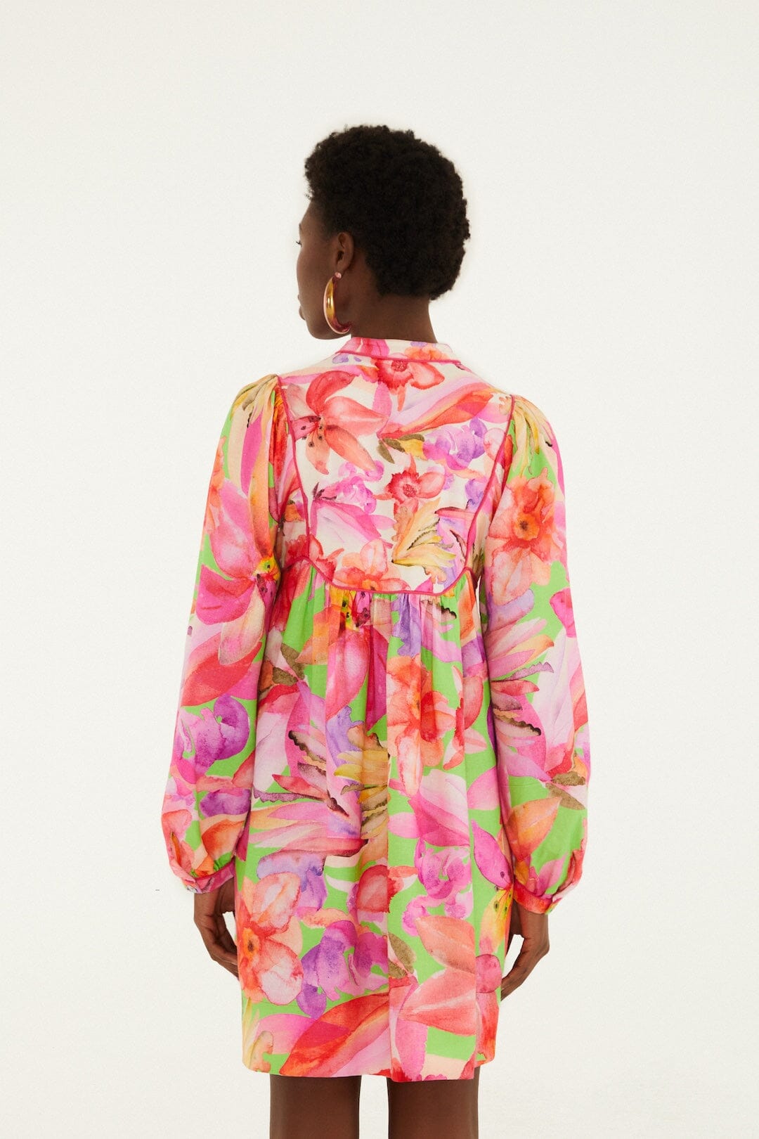 FARM Rio Shop Multicolor Artsy Flora Lenzing Ecovero Euroflax Mini Dress