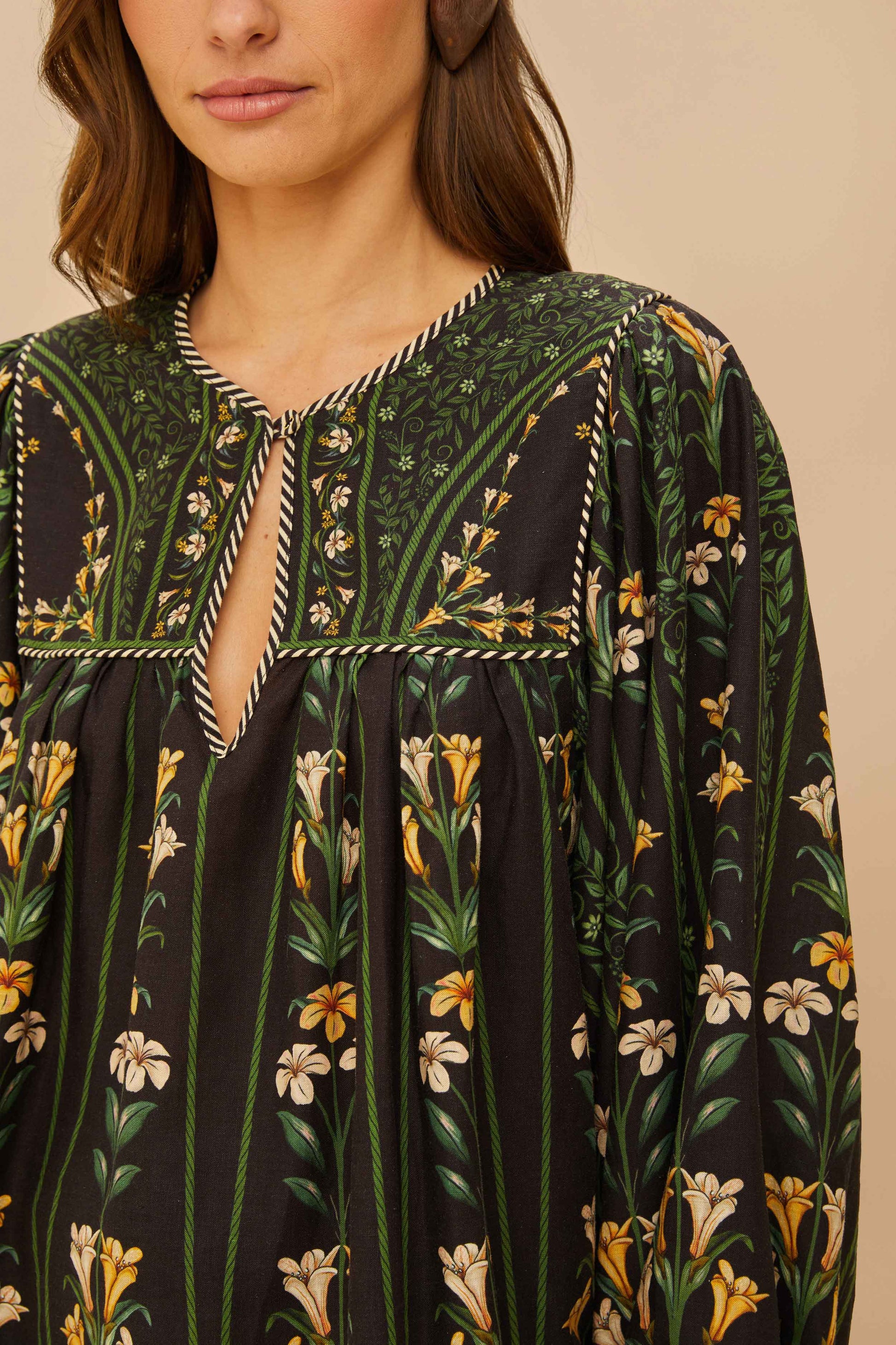 FARM Rio Sale Black Flowers Arch Blouse