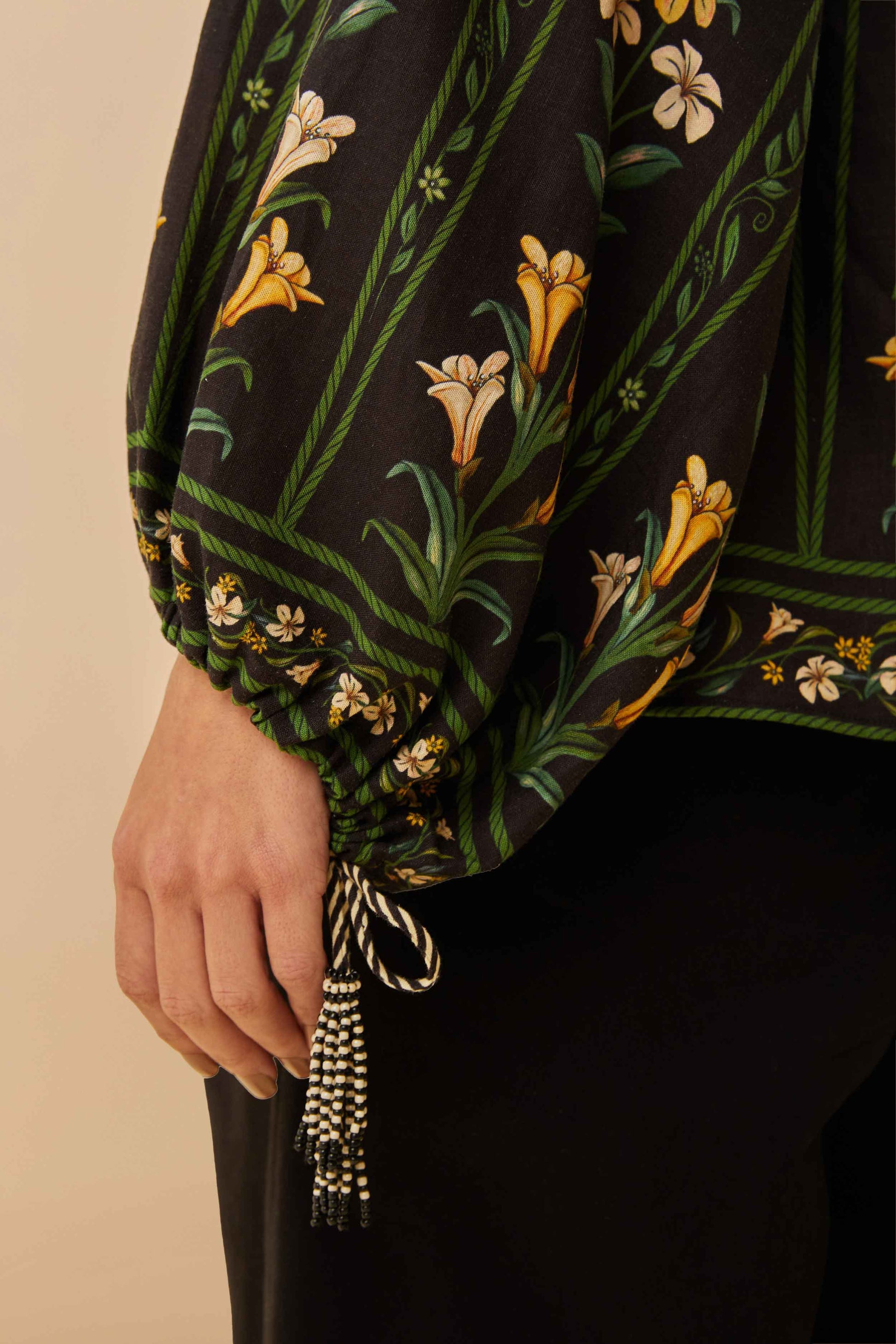 FARM Rio Sale Black Flowers Arch Blouse