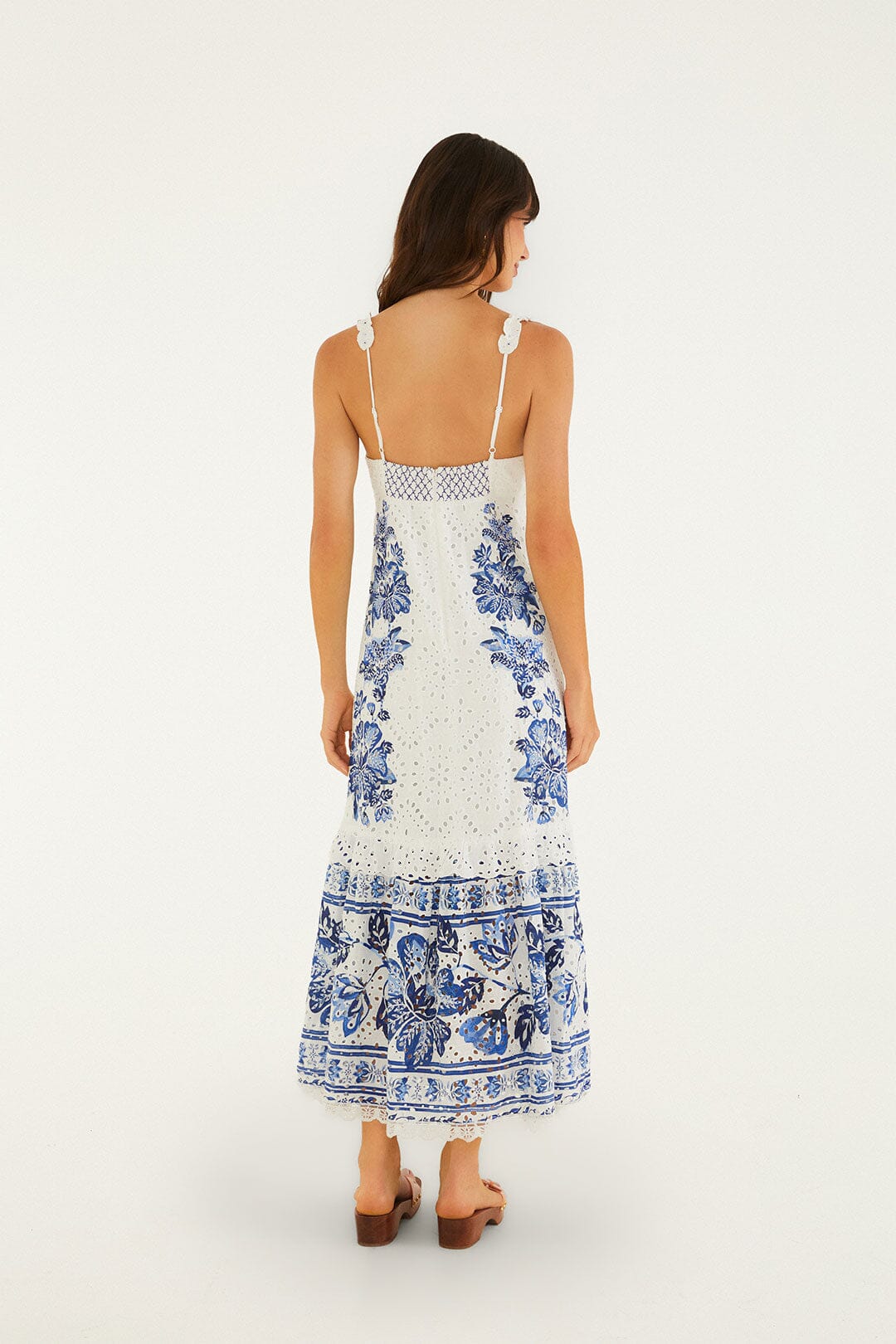 FARM Rio Shop Off-White Beautiful Nature Eyelet Midi Dress