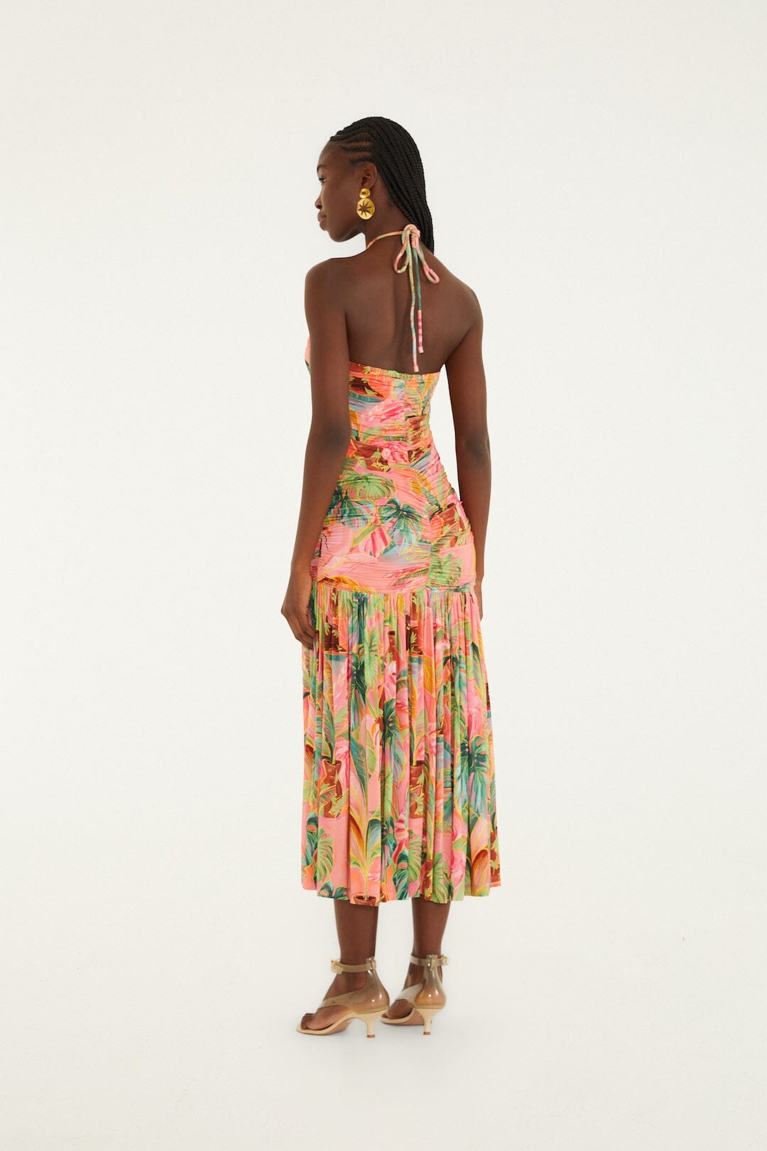 FARM Rio Shop Soft Pink Pool Time Ruched Sleeveless Midi Dress