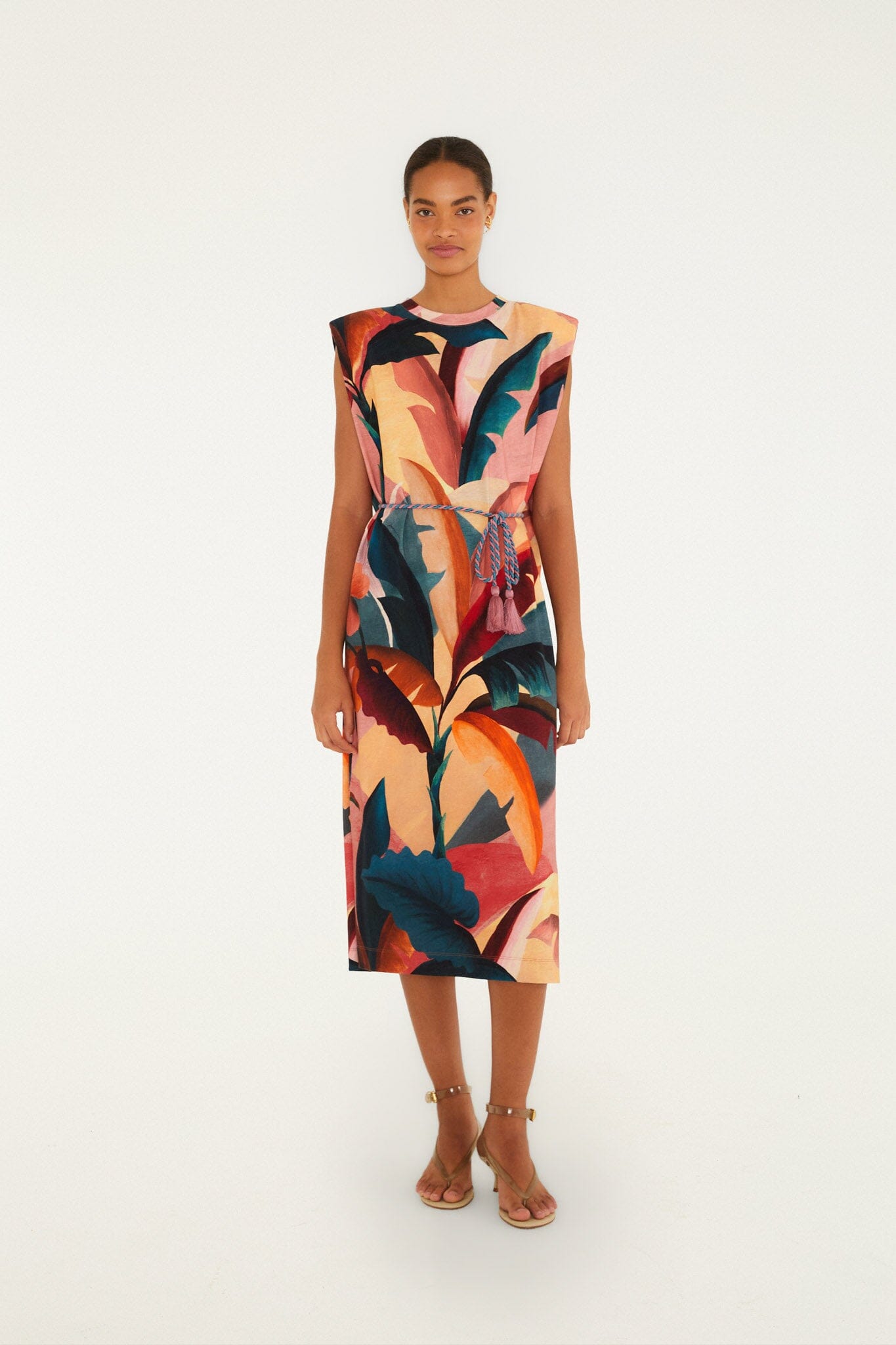 FARM Rio Shop Multicolor Atlantic Rainforest Organic Cotton T-Shirt Midi Dress