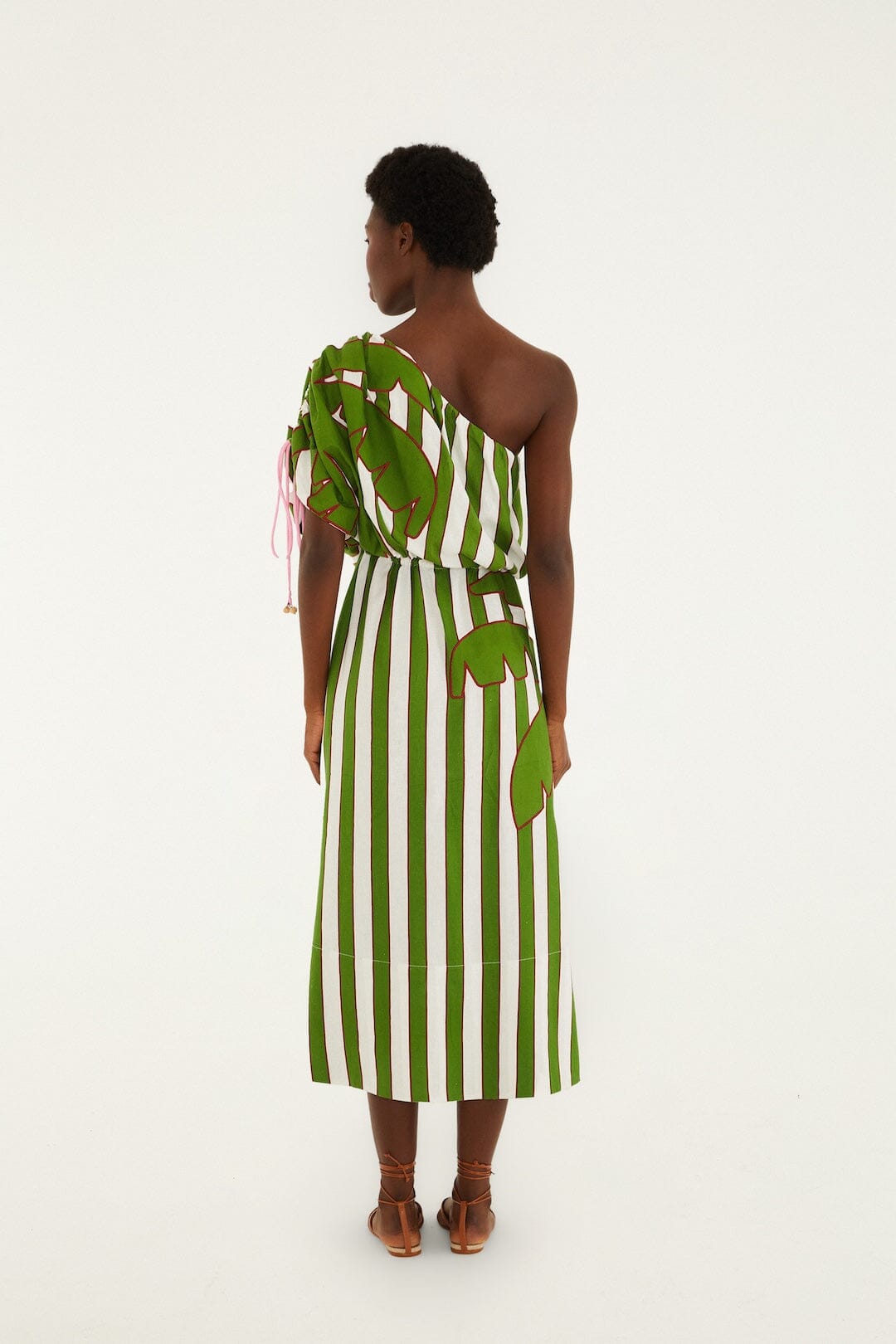 FARM Rio Shop Off-White One-Shoulder Lenzing Ecovero Euroflax Midi Dress