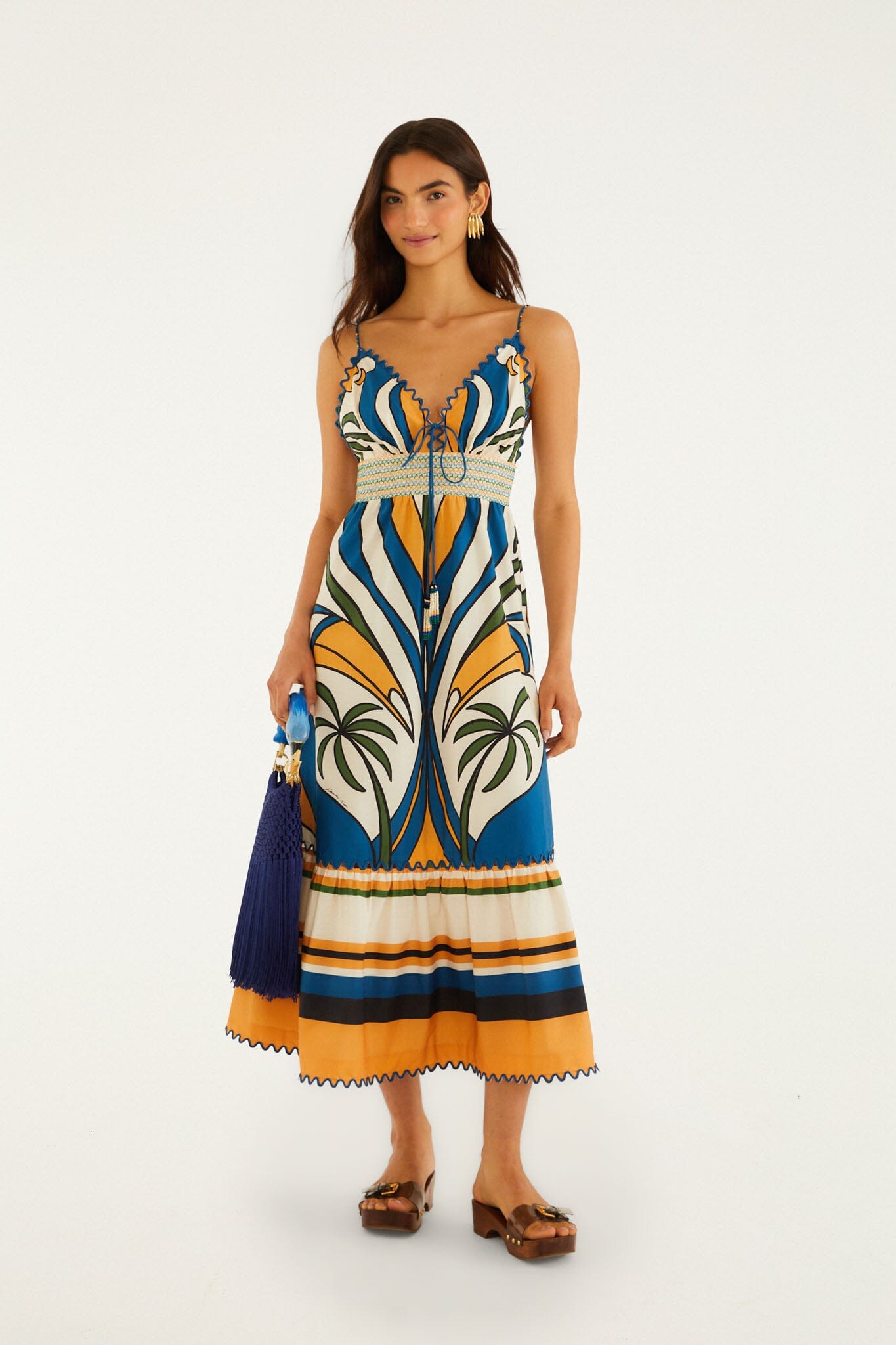 FARM Rio Shop Multicolor Tropical Graphic Wavy Detail Maxi Dress
