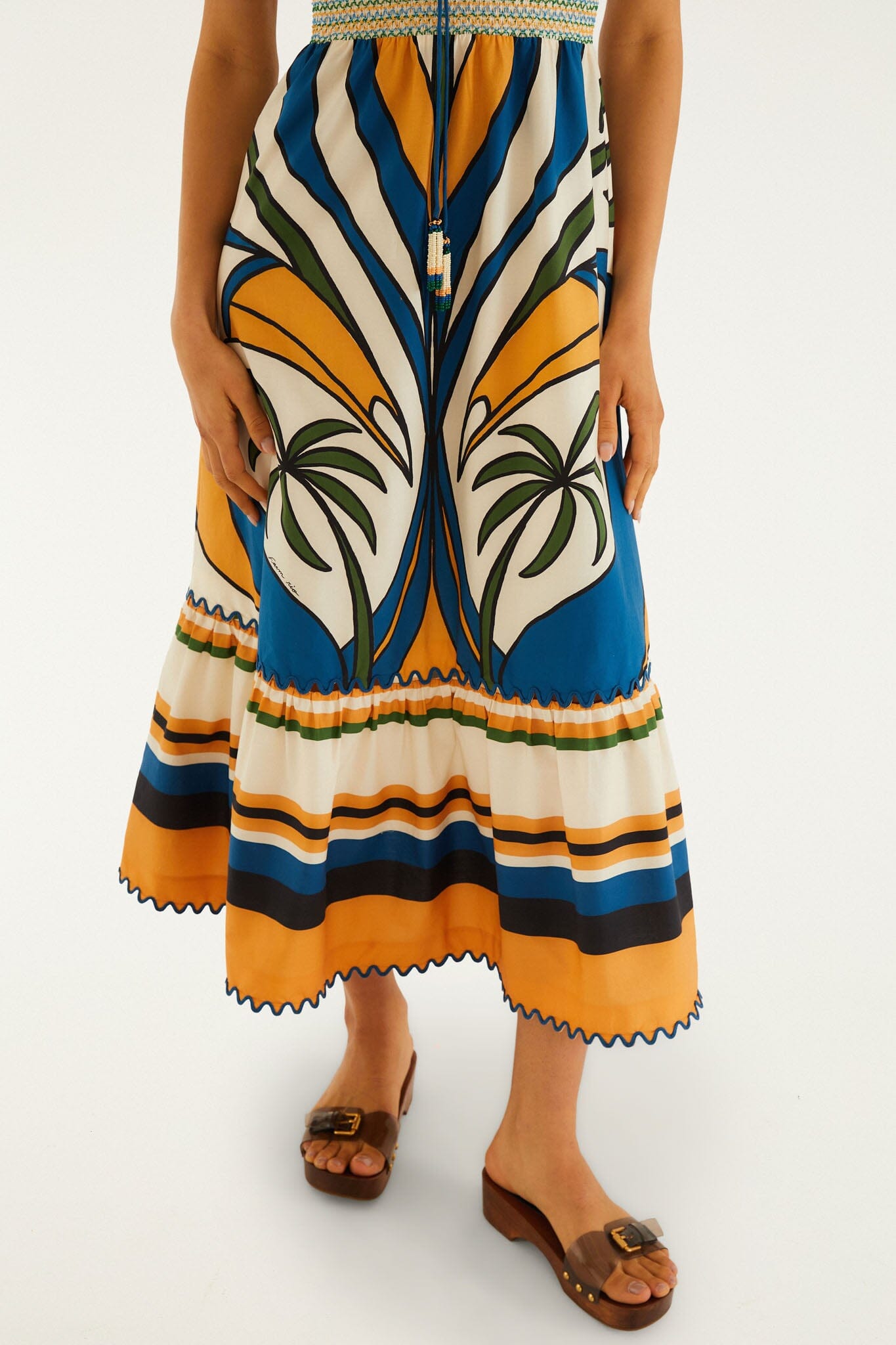 FARM Rio Shop Multicolor Tropical Graphic Wavy Detail Maxi Dress