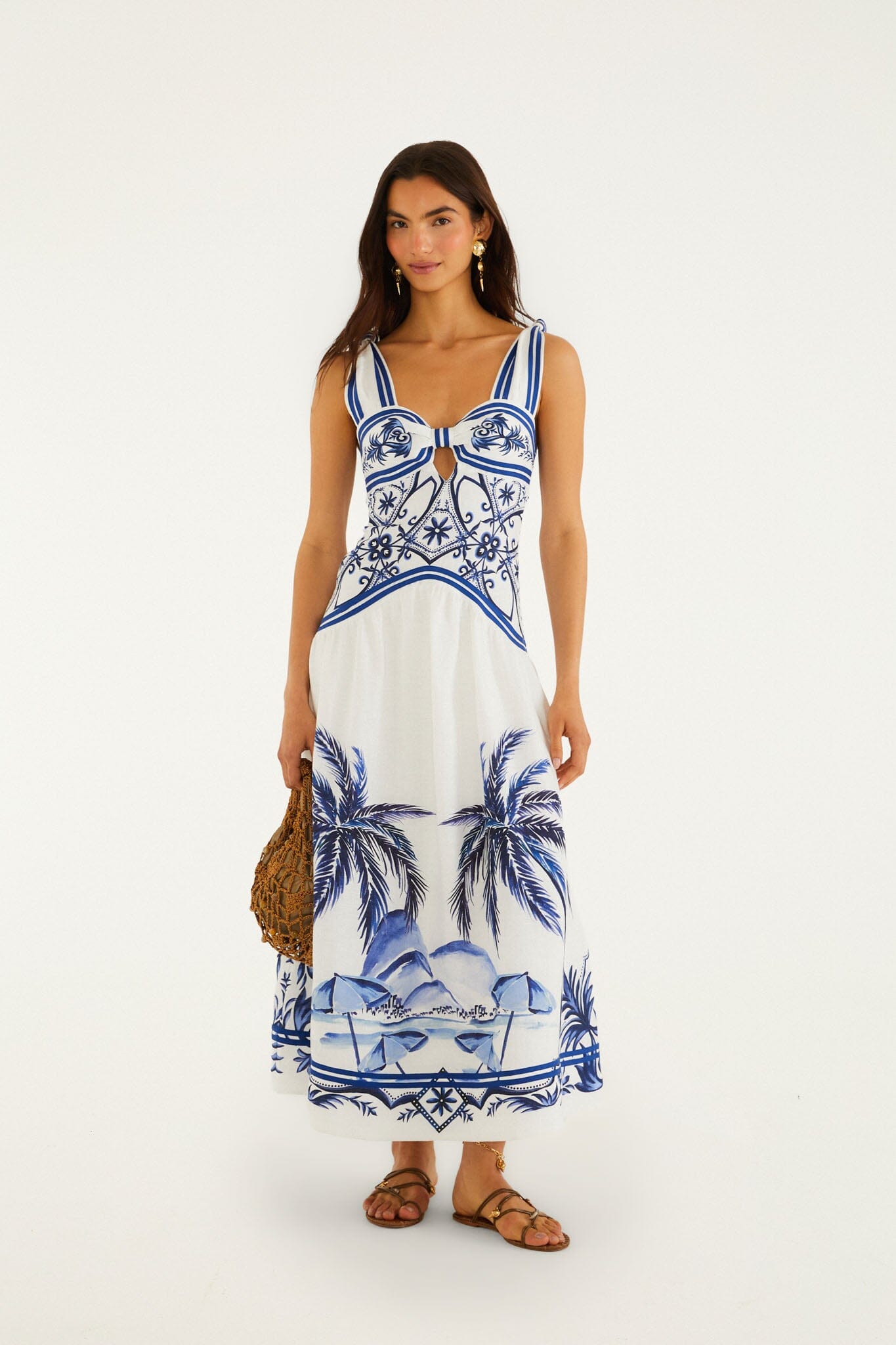 FARM Rio Shop Off-White Wonderful City Euroflax Premium Linen Maxi Dress
