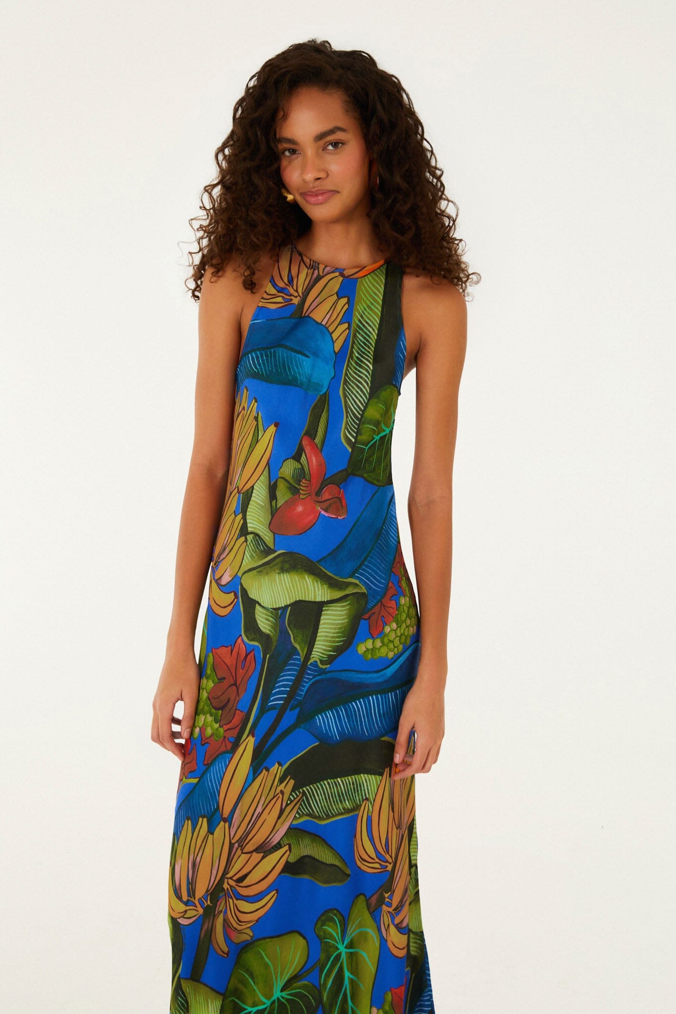 FARM Rio Shop Blue Banana Grapes Sleeveless Lenzing Ecovero Maxi Dress