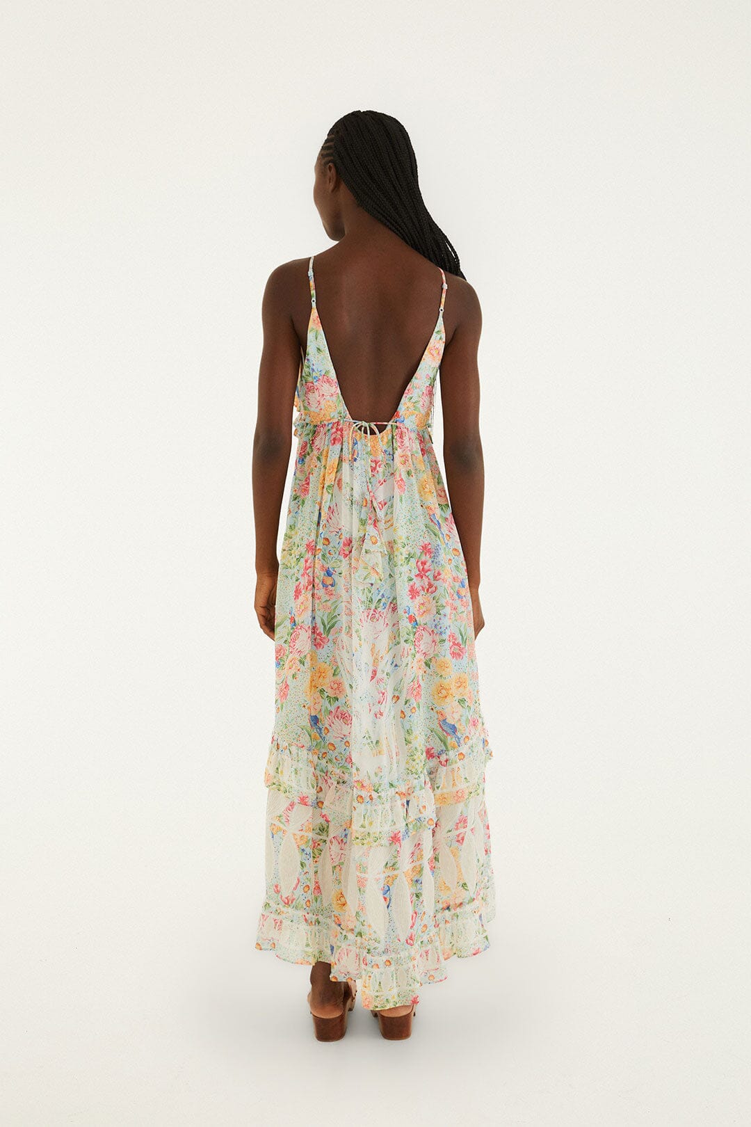 FARM Rio Shop Multicolor Rendeira Ruffled Sleeveless Maxi Dress