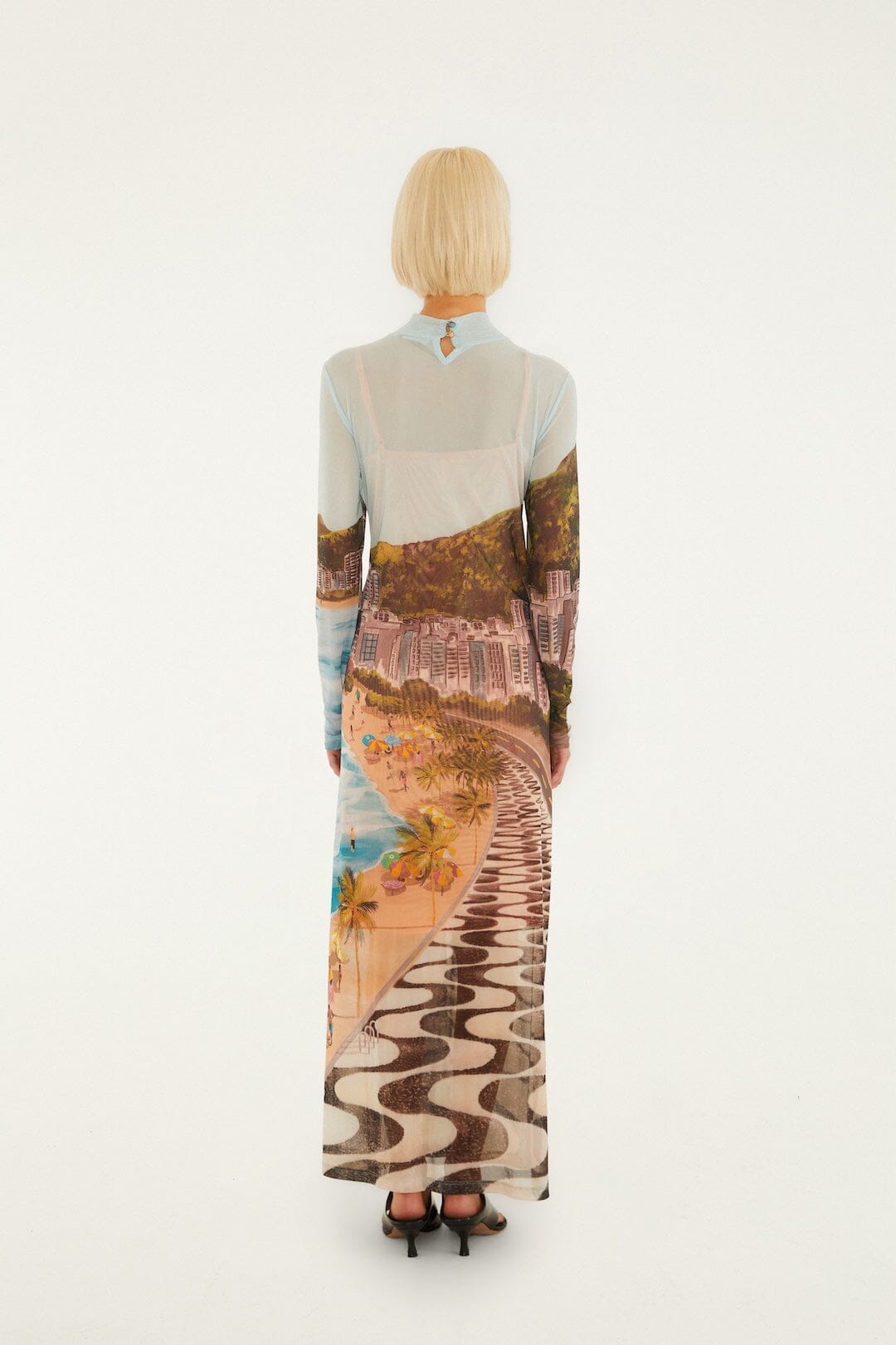 FARM Rio Shop Multicolor Copacabana Beach Long Sleeve Maxi Dress