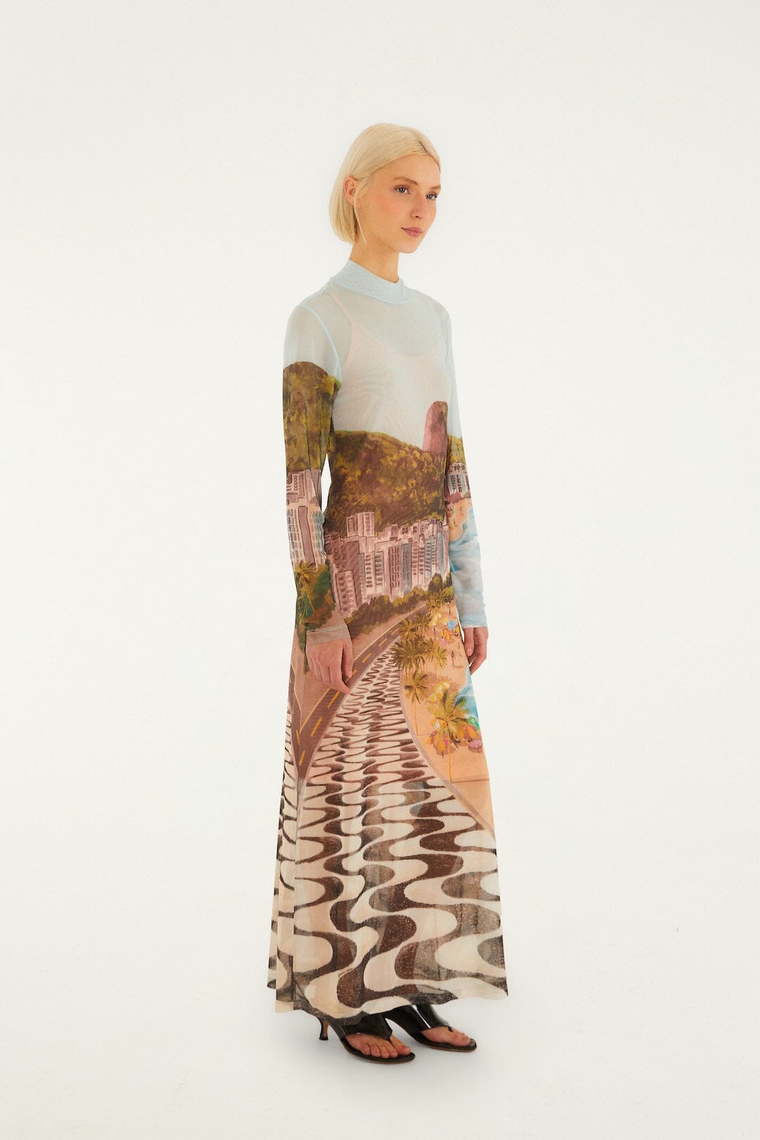 FARM Rio Shop Multicolor Copacabana Beach Long Sleeve Maxi Dress