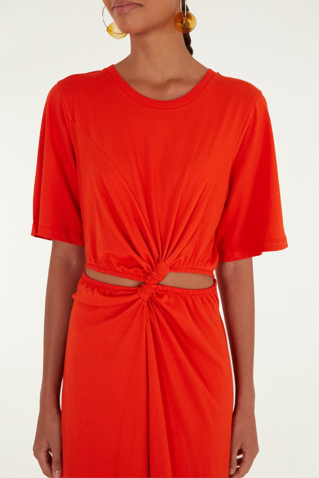 FARM Rio Shop Red Artsy Flora Cut-Out Organic Cotton Maxi Dress