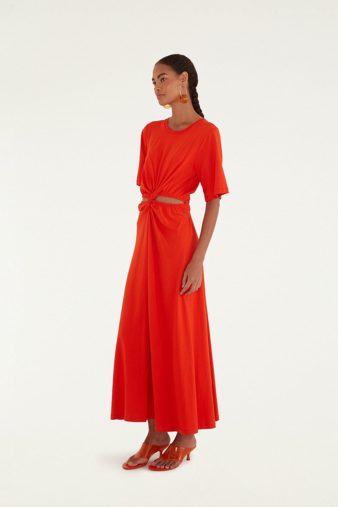 FARM Rio Shop Red Artsy Flora Cut-Out Organic Cotton Maxi Dress