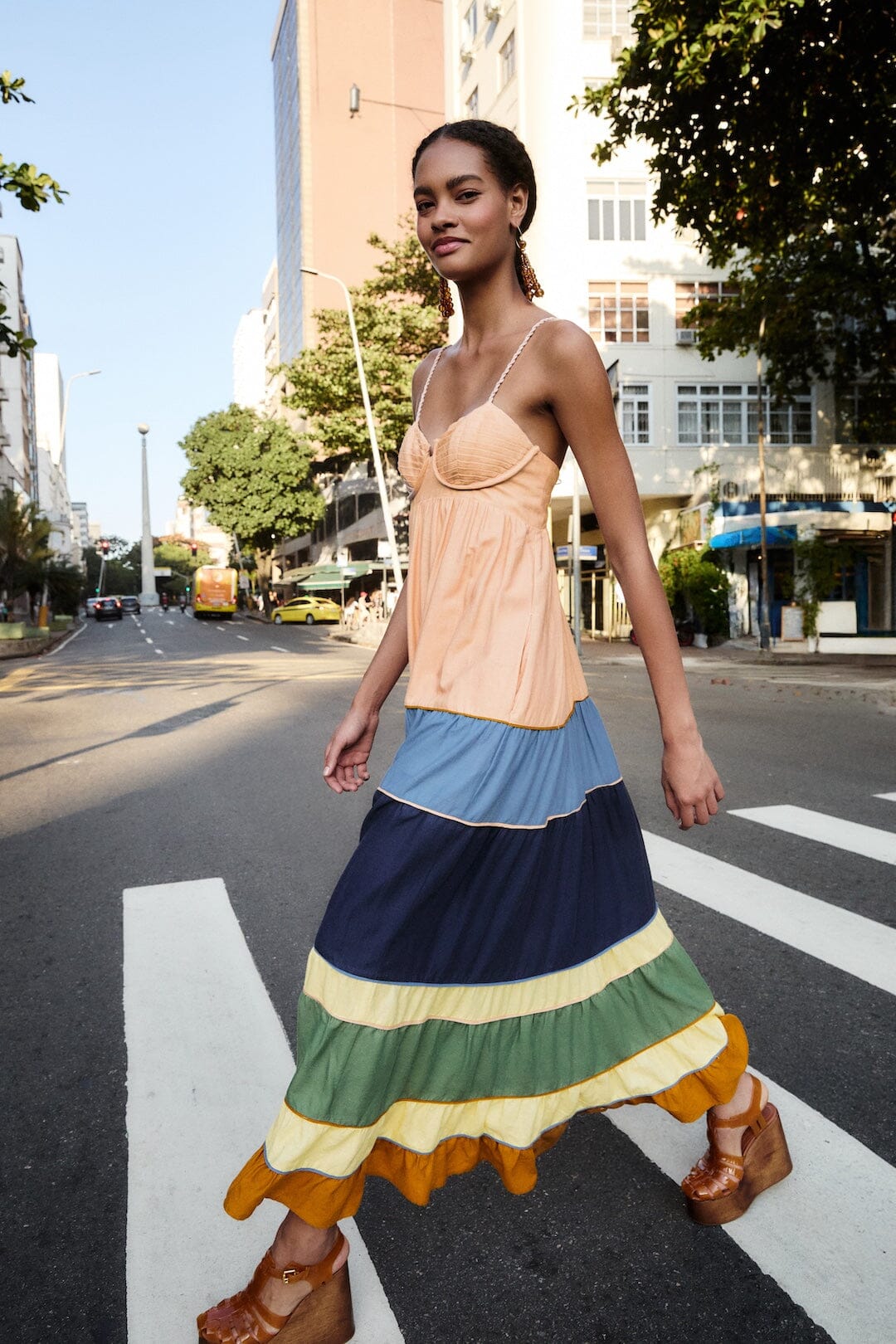 FARM Rio Shop Multicolor Pleats Lenzing Ecovero Euroflax Maxi Dress